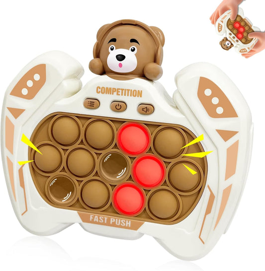 Fast Push Pop Pro Light Up Fidget Bubble Game Controller, Puzzle Pop Pro Game Fidget Toys Adults Handheld Bubble Pop Fidget Game Console Anti-Anxiety Autism Decompression Electronic Travel Game Toy