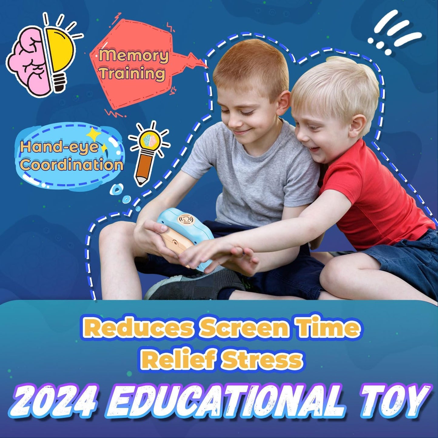 Quick Push Game for Kids 8-12,Pop Sensory Fidget Toys for Kids 6-12,Birthday Gifts for Boys and Girls (Light Blue)