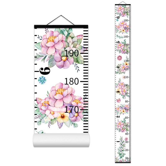 Height Chart for Kids Growth Measuring Girls Room Playroom Essentials Toddler Bedroom Nursery Baby Home Purple Flowers Canvas Wall Decor