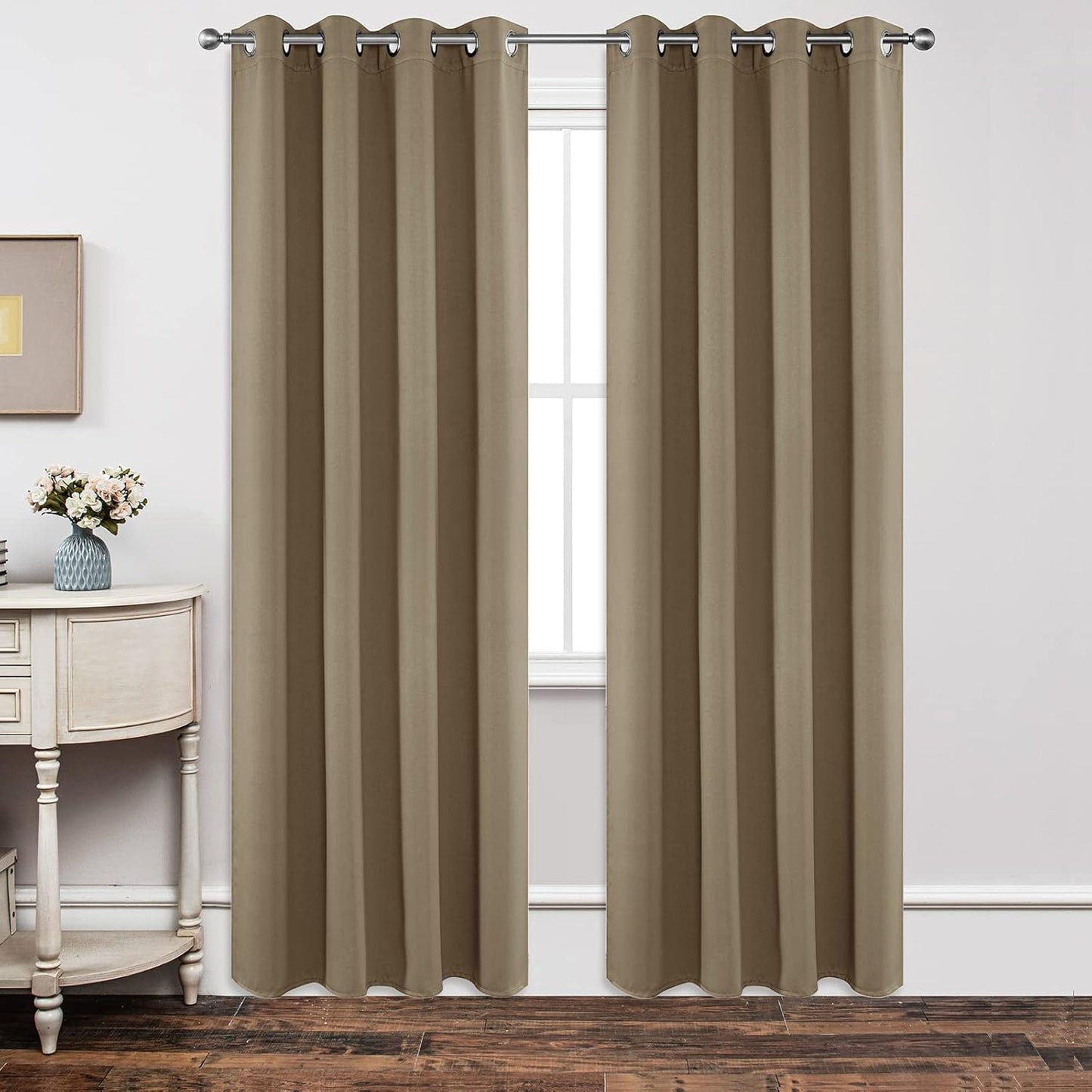 Joydeco Blackout Curtains 84 Inch Length 2 Panels Set, Thermal Insulated Long Drapes 2 Burg, Room Darkening Grommet Curtains for Living Room Bedroom Window