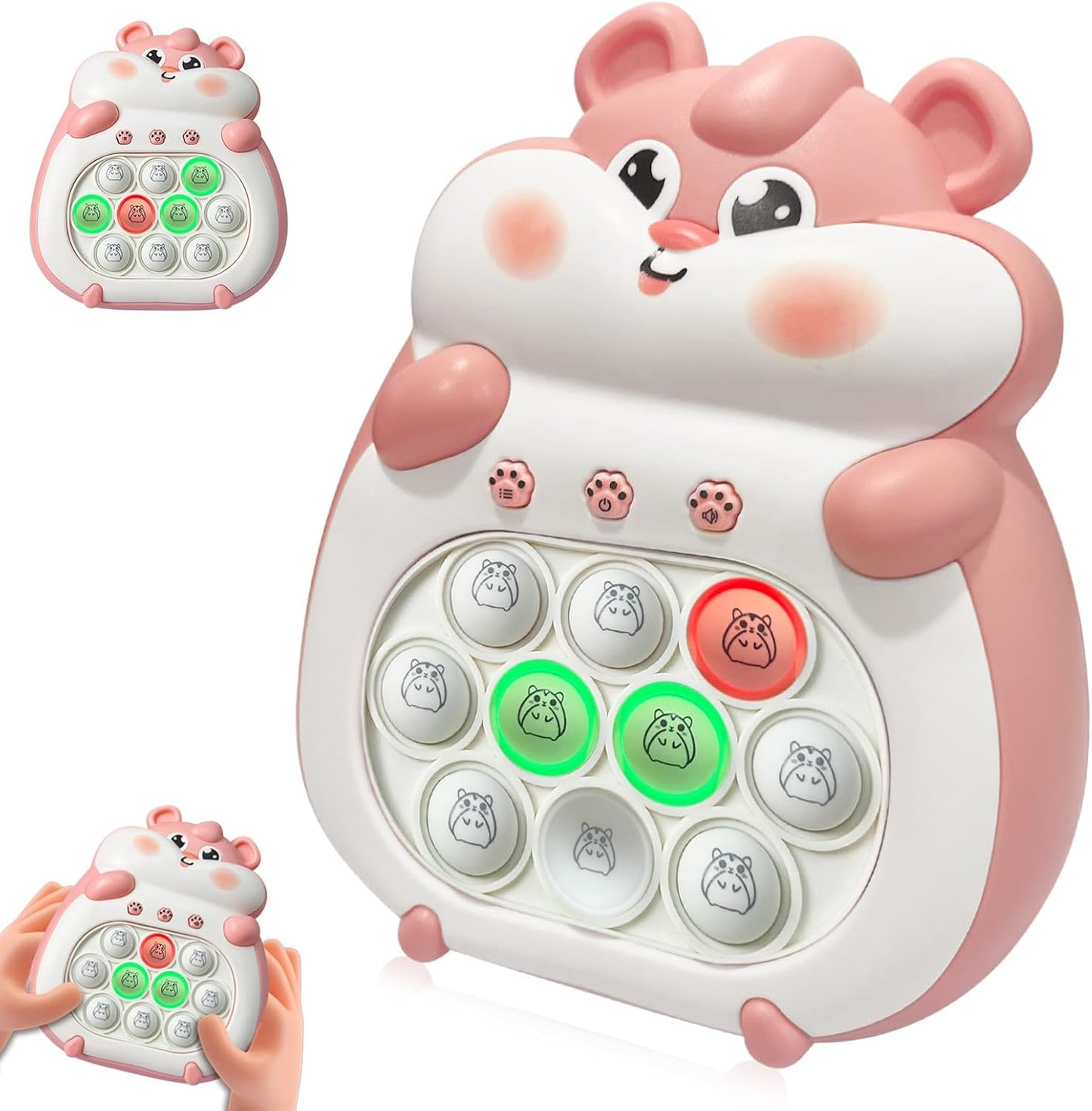 Fast Push Bubble Game Controller, Puzzle Pop Pro Light Up Fidget Game Toys Adults Handheld Bubble Pop Fidget Game Console Anti-Anxiety Decompression Electronic Travel Game Toy