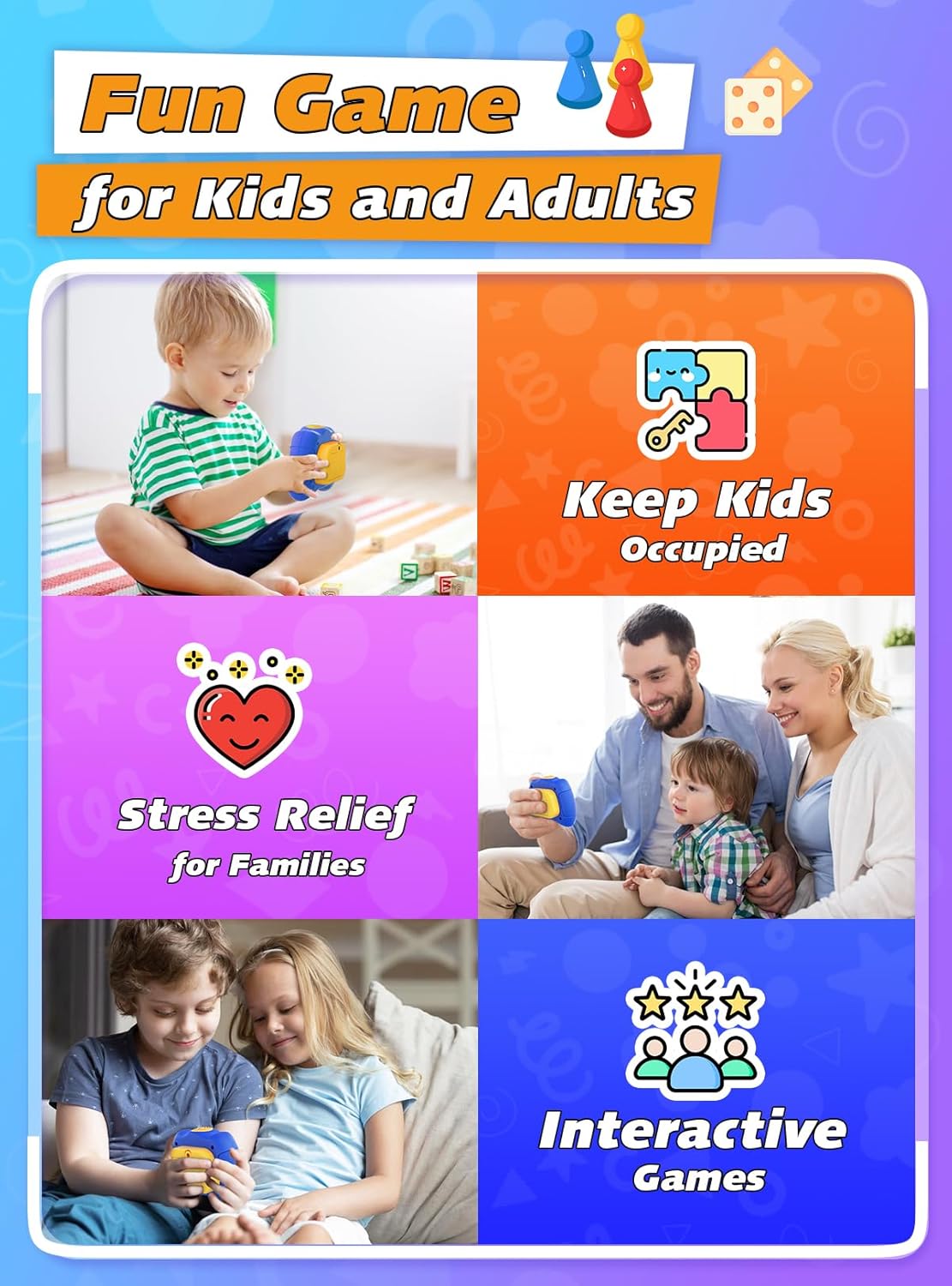 Light Up Bubble Up Fidget Toy, Electronic Quick Push Game Console, Birthday Gifts for 6 7 8 9 10-12 Year Boys and Girls Push Up Stress Toy, Concentration Fast Speed Puzzle Game for Family Party - Blue