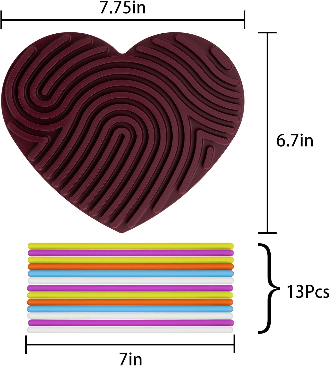 Sensory Activity Board,Fidget Toys for Kids 3+,Silicone Sensory Toys for Calming, Stress, Anxiety, ADHD,Autism,Promotes Focus,with Travel Bag and 13 Strings (Cherry Red, Heart-Shaped)