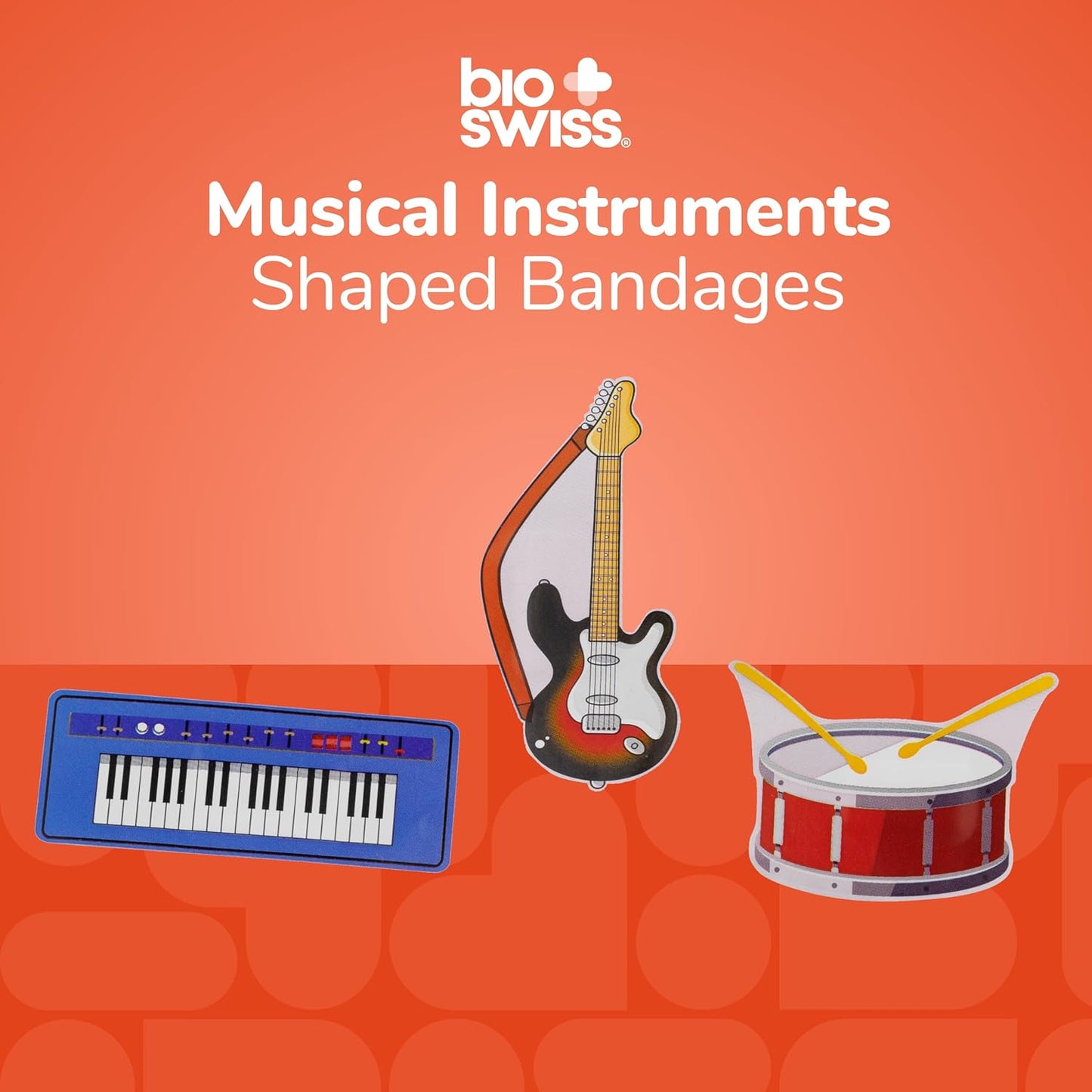 BioSwiss Bandages, Musical Instruments Shaped Self Adhesive Bandage, Latex Free Sterile Wound Care, Fun First Aid Kit Supplies for Kids and Adults, 50 Count