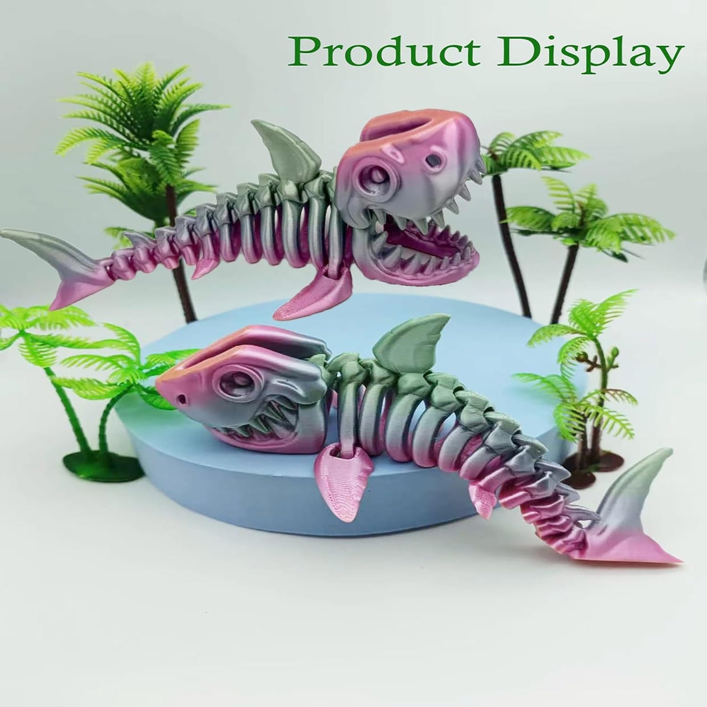 3D Printed Shark Full Body Joint Movable Design Toy, Cute and Interesting Shark Design Decoration, Movable Bite/Decompression Toy (Rainbow Color Random)