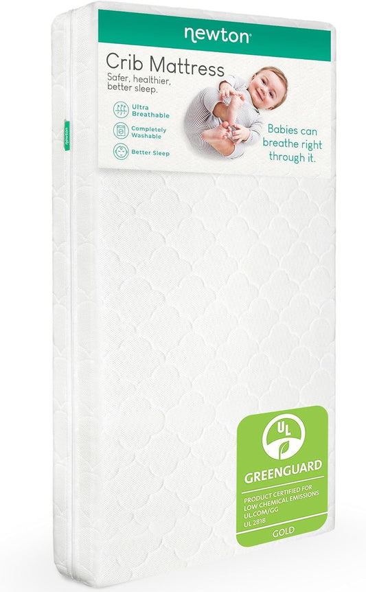 Newton Baby Crib Mattress and Toddler Bed - Ultra-Breathable Proven to Reduce Suffocation Risk, 100% Washable, 2-Stage, Non-Toxic Better Than Organic, Removable Cover - Deluxe 5.5" Thick- White