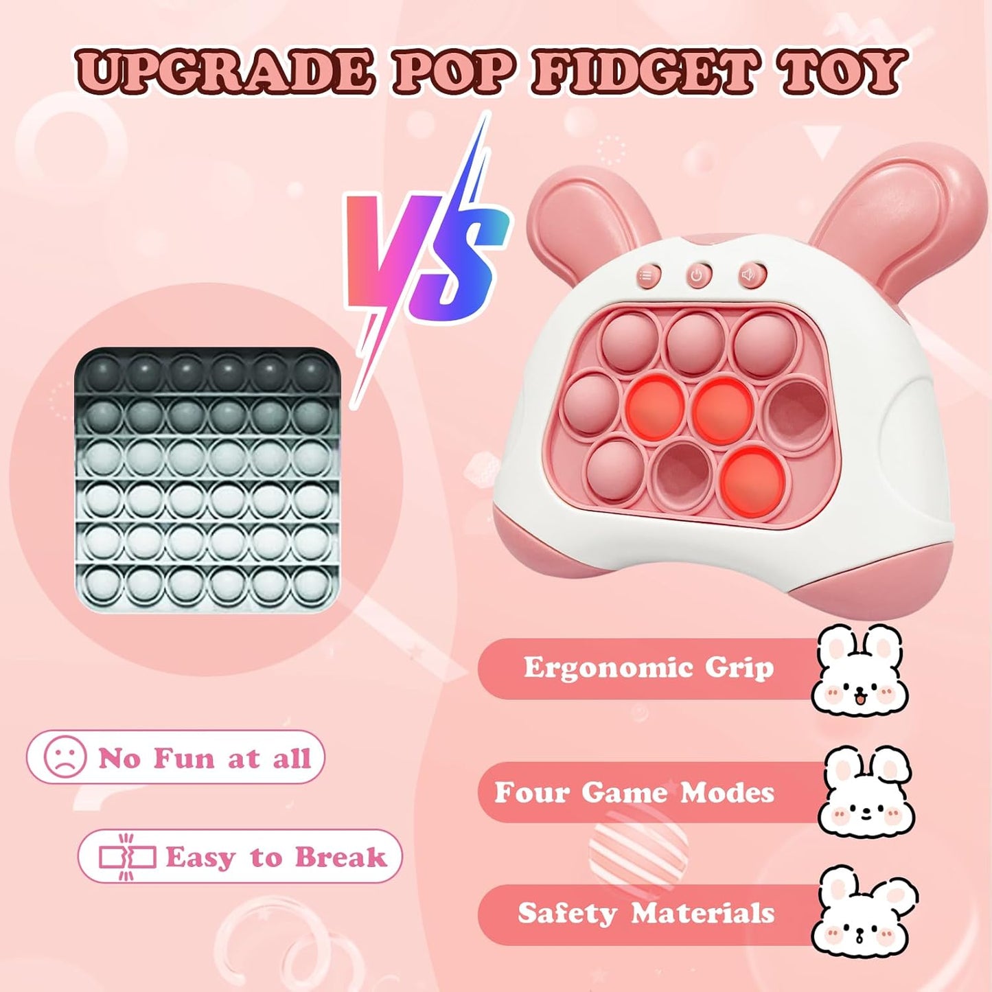 Fast Push Bubble Game - Quick Speed Push Puzzle Game Console Toys Light Up Pop Pro Fidget Games Bubble Stress Relief Handheld Electronic Pop Game for Kids