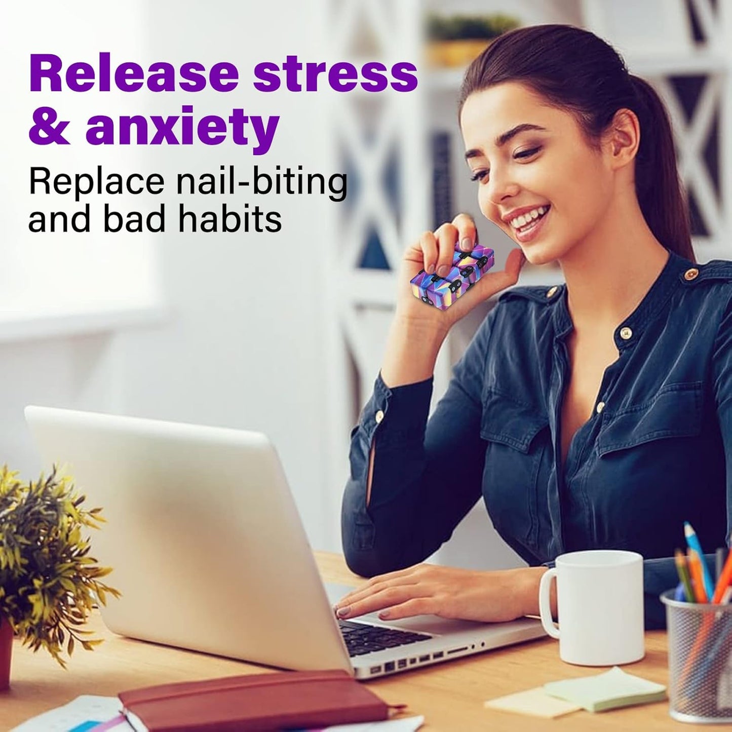 Infinitycube Fidget Toy Stress Relieving Fidgeting Game for Kids and Adults,Cute Pocket-sized Unique Gadget for Anxiety Relief and Kill Time (Mini Blue/Pink)