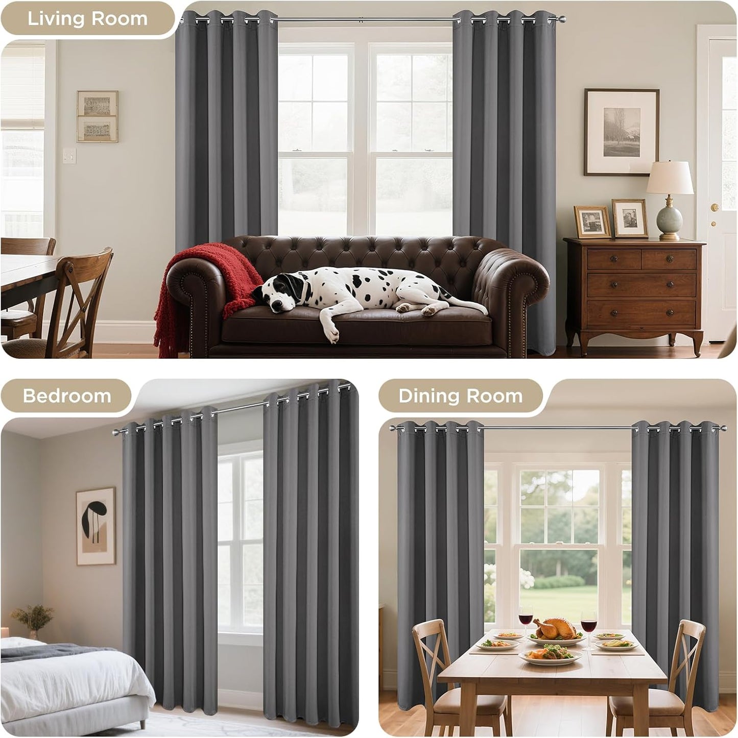 Joydeco Blackout Curtains 84 Inch Length 2 Panels Set, Thermal Insulated Long Drapes 2 Burg, Room Darkening Grommet Drapes for Living Room Bedroom Window