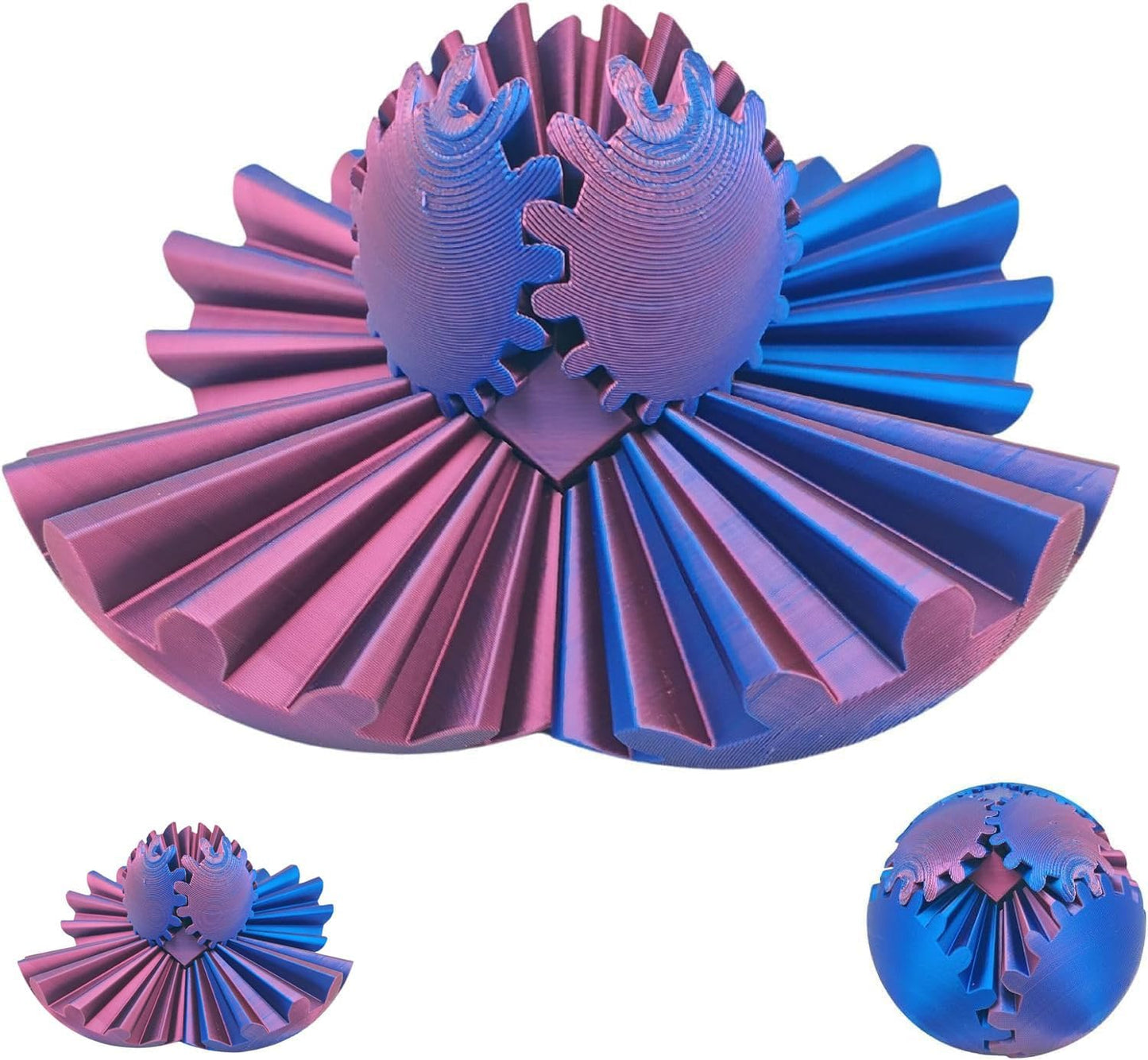 Gear Ball,3D Printed Gear Ball Spin Ball OR Cube Fidget Toy, Gear Sphere, Gear Ball Fidget Toy, Gear Toy for Stress and Anxiety Relaxing Fidget Toy,Laser Purple