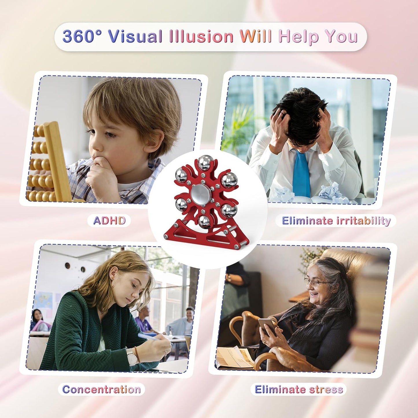 Desk-Fidget-Toys Ferris-Wheels-Spinner: Metal Kinetic-Fidget-Spinner 4mins, EDC-Toy Cool-Gadgets for School Office Christmas, ADHD Tools Gift Cool-Stuff Stress Relief Gift for Kid Children Teen Adult