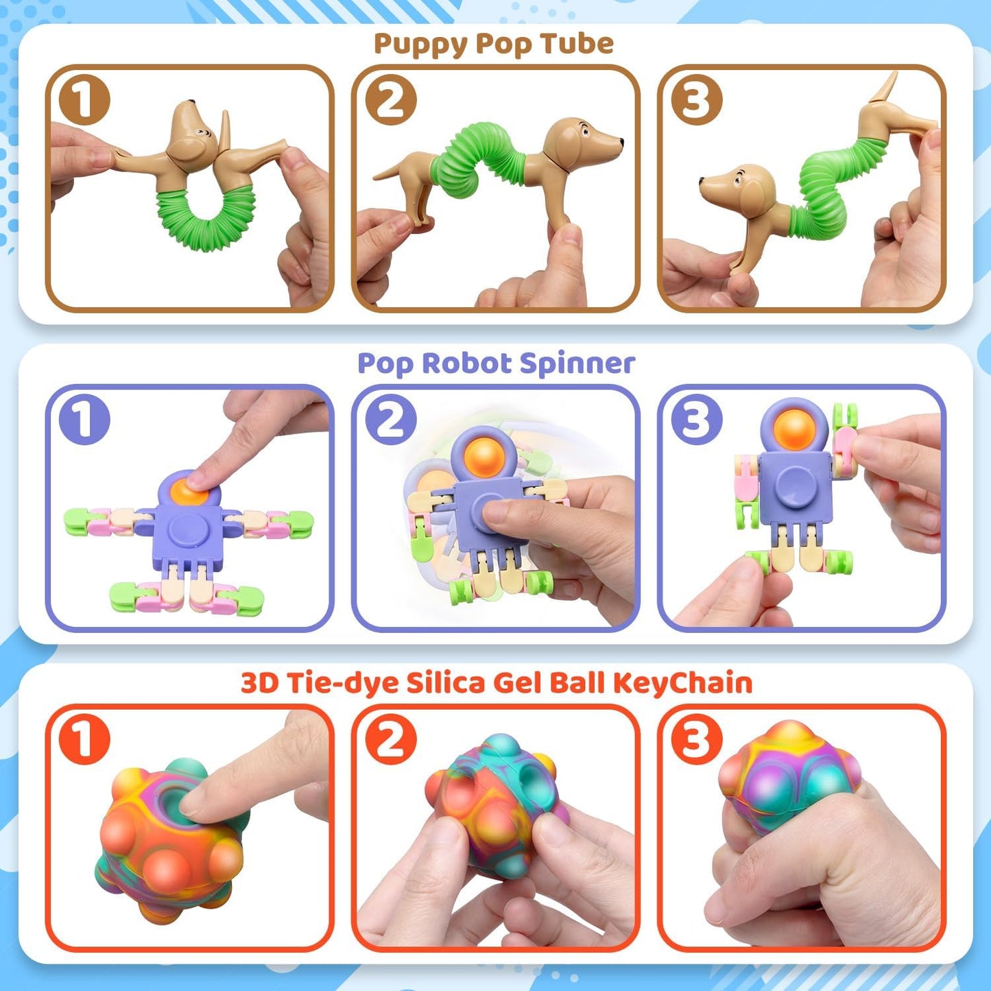 (100 Pcs) Fidget Toys Pack, Party Favors Stress Relief & Anxiety Relief Sensory Toy， Classroom Prizes Pinata Filler Treasure Box，Autistic ADHD Toys ，Stocking Stuffers Gifts for Kids Boys Girls Teens