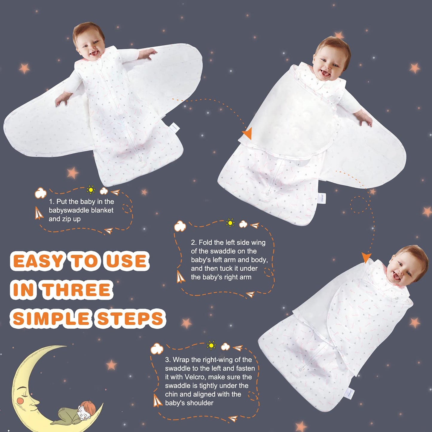 Swaddle-Blanket Baby Girl & Boy Swaddles Newborn Infant Transition 100% Cotton Wrap Blankets, 3-Way Adjustable Wearable Blanket, TOG 1.0 (Love, 3-6 Month)