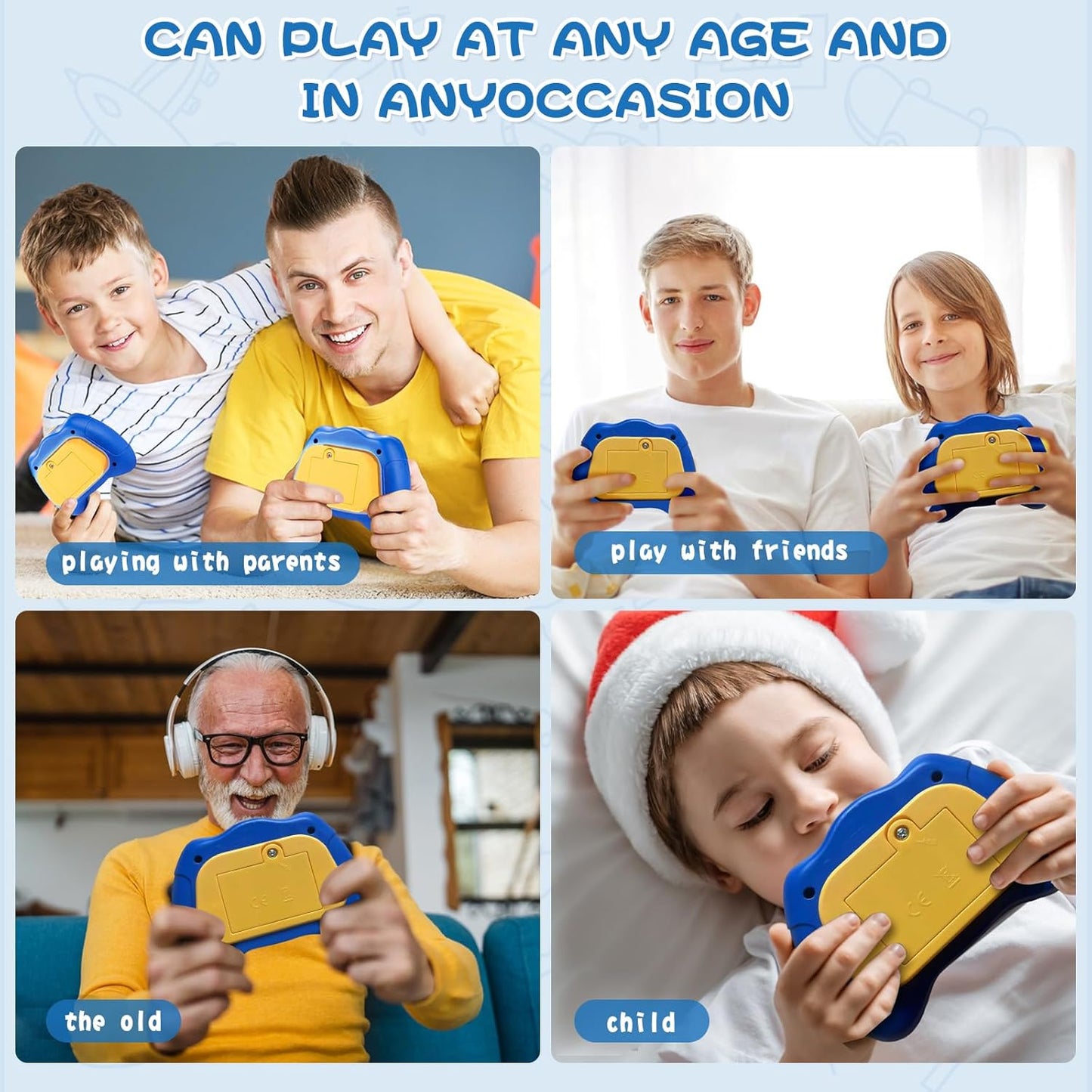 Quick Push Bubble Game for Kids 3+, Electronic Quick Push Game Console, 4 Modes Push Pop Game Christmas Birthday Gifts for Boys Girls Adults, Light-Up Interactive Educational Sensory Fidget Toy, Blue