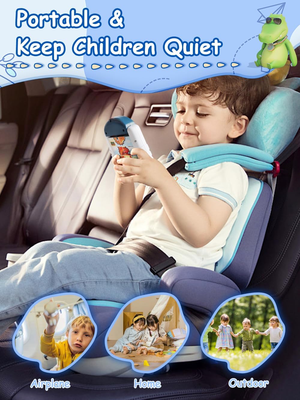 16-Piece Rotating Puzzles for Kids 4-6, Toddlers Puzzles 2-4, Road Trip, Airplane Activities Game, Travel Toys - Brain Teaser, Fine Motor Skills - Birthday Gifts Boys Girls - Dinosaur