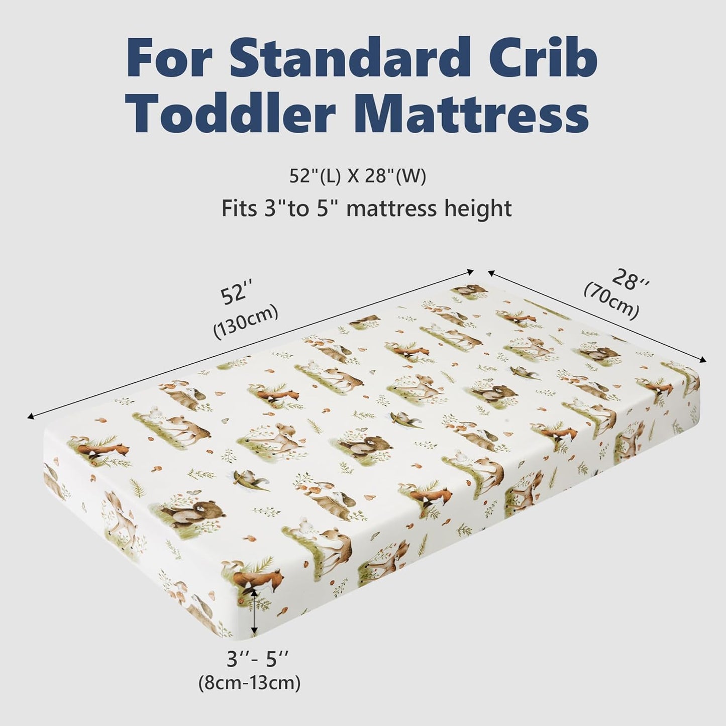 TILLYOU Baby Crib Sheets for Boys Girls, Super Soft Toddler Bed Sheets, 2 Pack Sheets for Standard Crib Mattress 28x52in, Playing in The Woods and Green