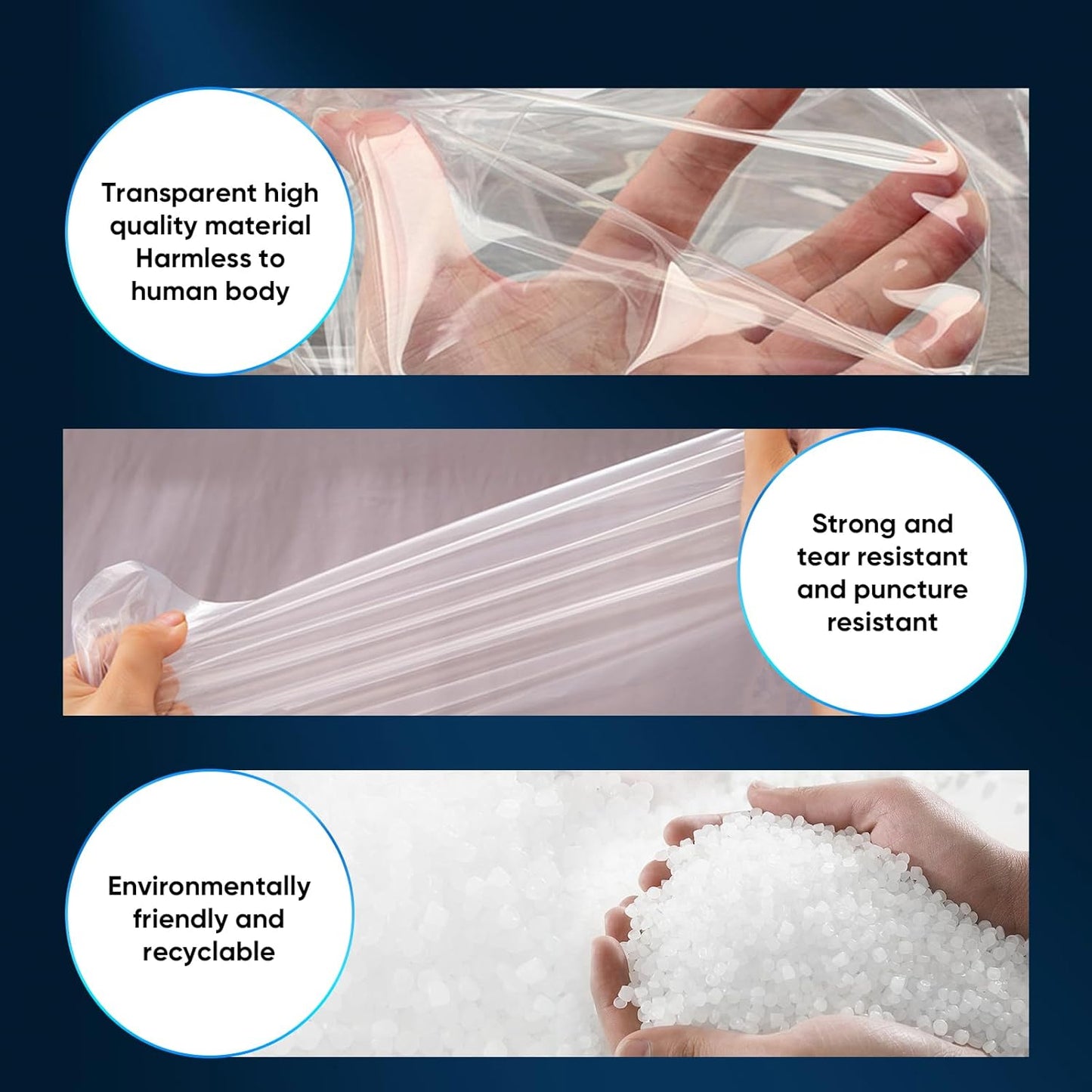 ZCHENBS® – Mattress Bags for Moving and Storage,Mattress Bag with Zippers,5 Mil Ultra-Thick Bed Bag,Waterproof,Anti-Tear,Heavy-Duty Mattress Bag (Transaparent/Blue, King/California King-(1 Pack)