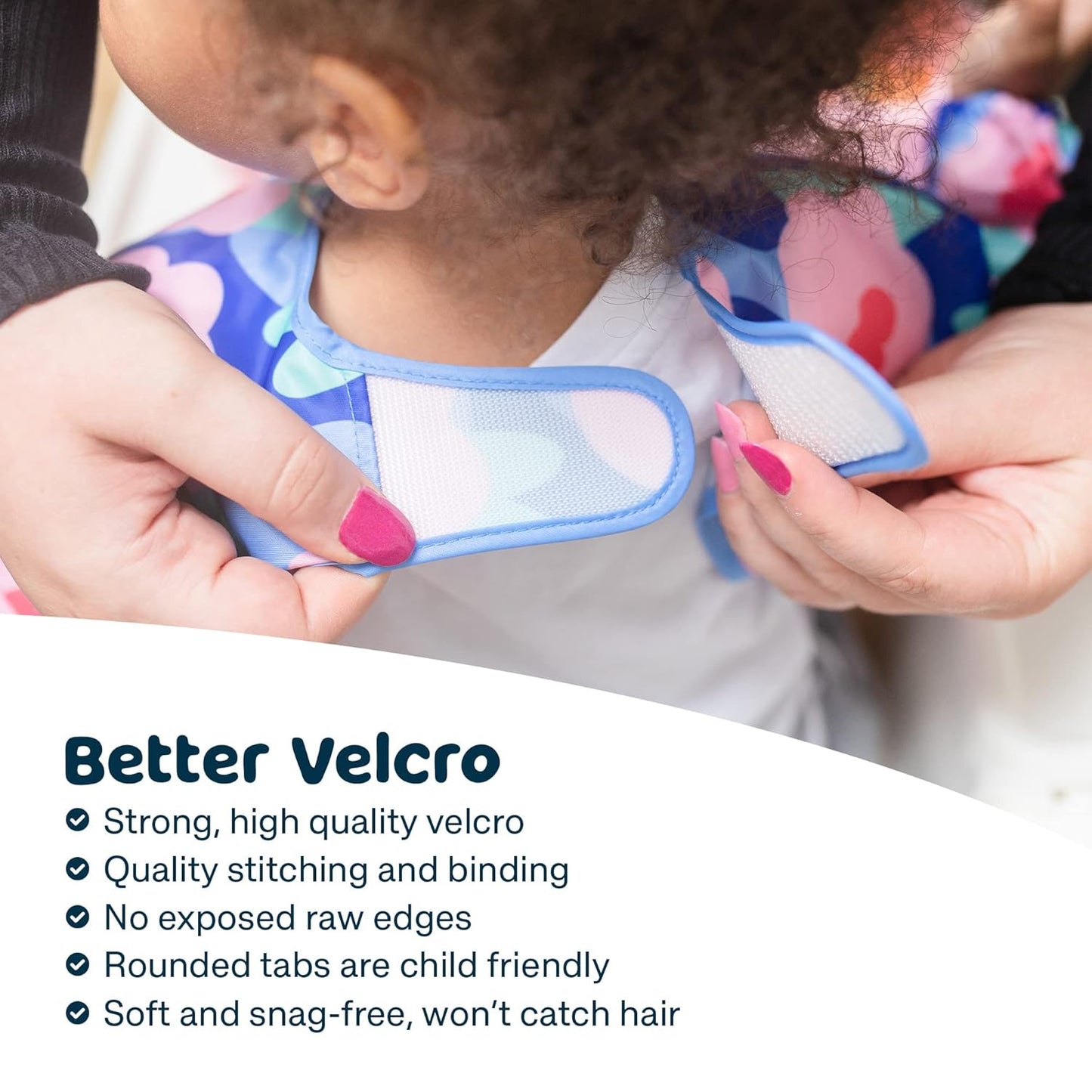 Tiny Twinkle Mess Proof Baby Bib - Waterproof & Lightweight Baby-Led Weaning Apron | 100% Recycled Polyester, Easy Clean & Machine Washable (Floral Blue, Large 2-4 Years)