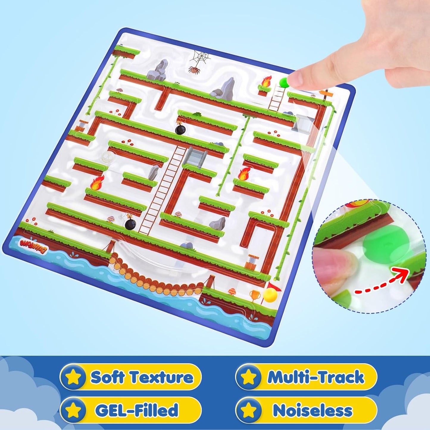 Squishy Sensory Toys for Kids - Autism Toys Fidget Marble Maze - Sensory Toys for Kids with Autism, Gel Filled Sensory Items for Kids, Goodie Bag Stuffers, Boys Girls Classroom Prize Gifts