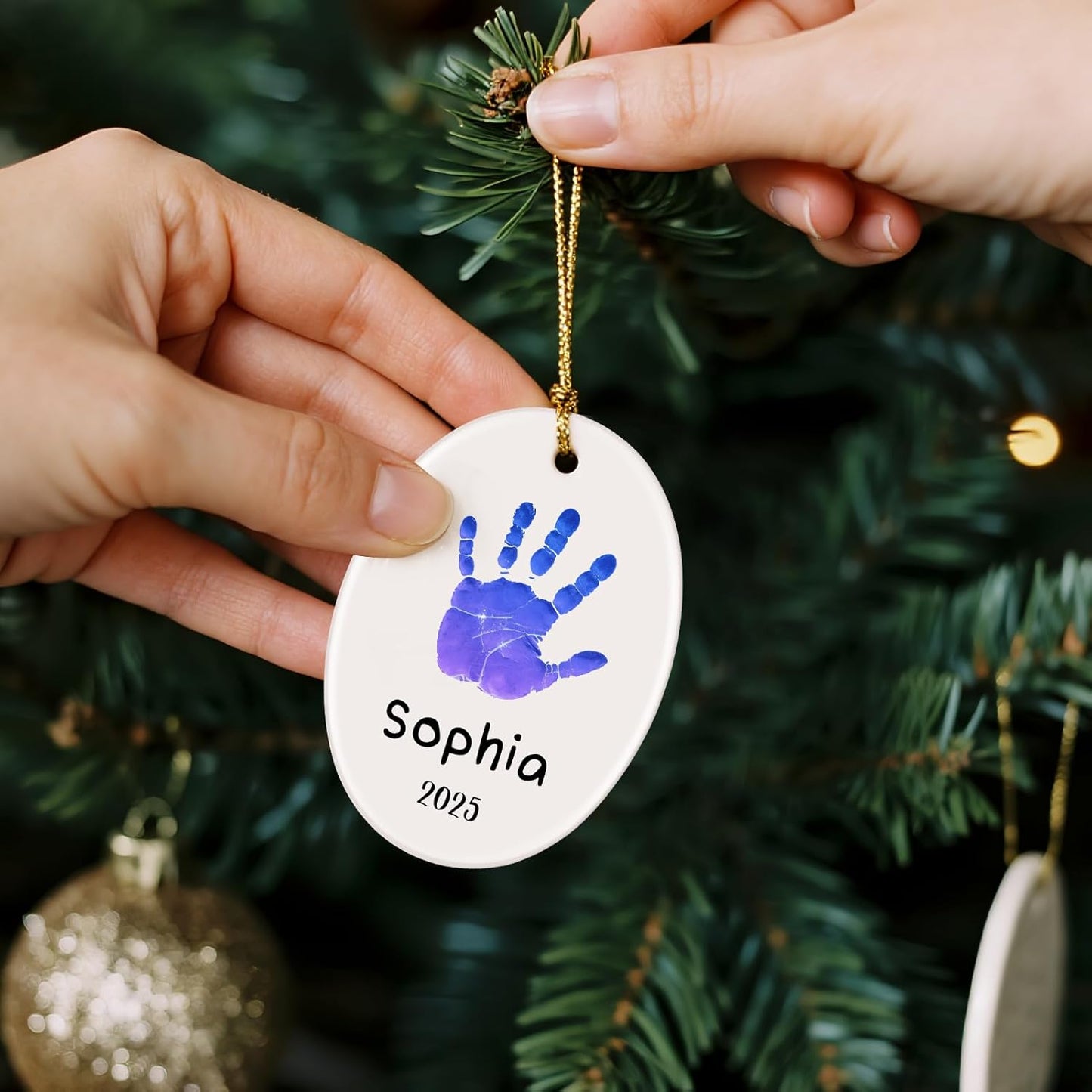 Baby Hand and Footprint Ornament - Baby's Frist Christmas Ornament with Custom Photo, Name, Date - Personalized Baby Gift, Newborn Keepsake, New Mom Gifts