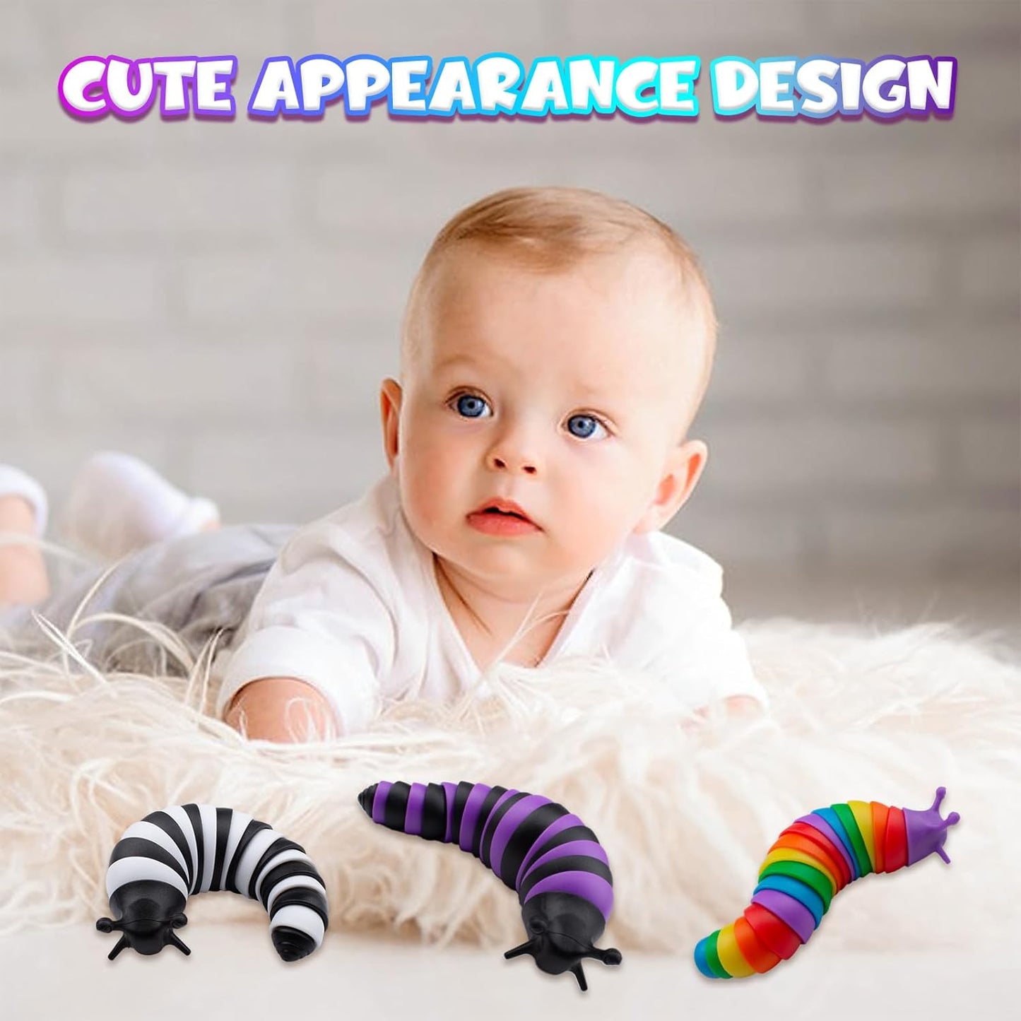 Cevioce 3 PCS Fidget Toys Slug for Adults & Kids Sensory Toys for Kids 8-12 Colorful Autism Toys for Toddlers Autistic Children Toddler Toys Age 3-4 Christmas Stocking Stuffers Gifts for Kids Teens