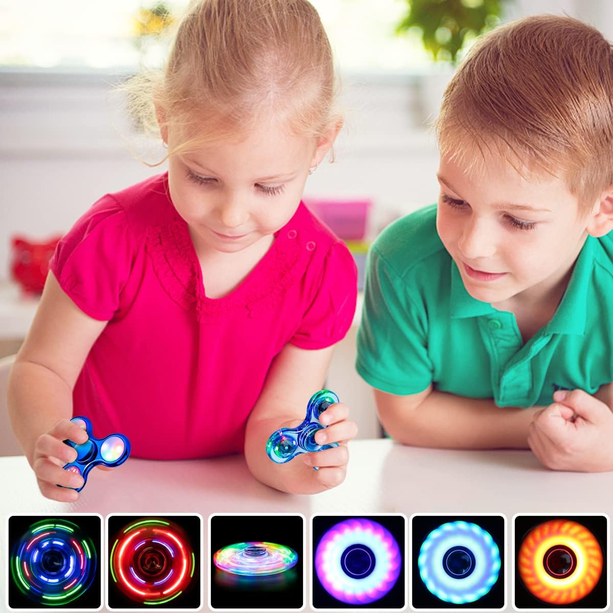 3 Pack Fidget Spinner Toy, Led Light Up Finger Spinner, Push Pop Bubble Fidget Spinner, Hand Spinner for Anxiety Relief and Stress Reduction, Party Favor Gifts for Children