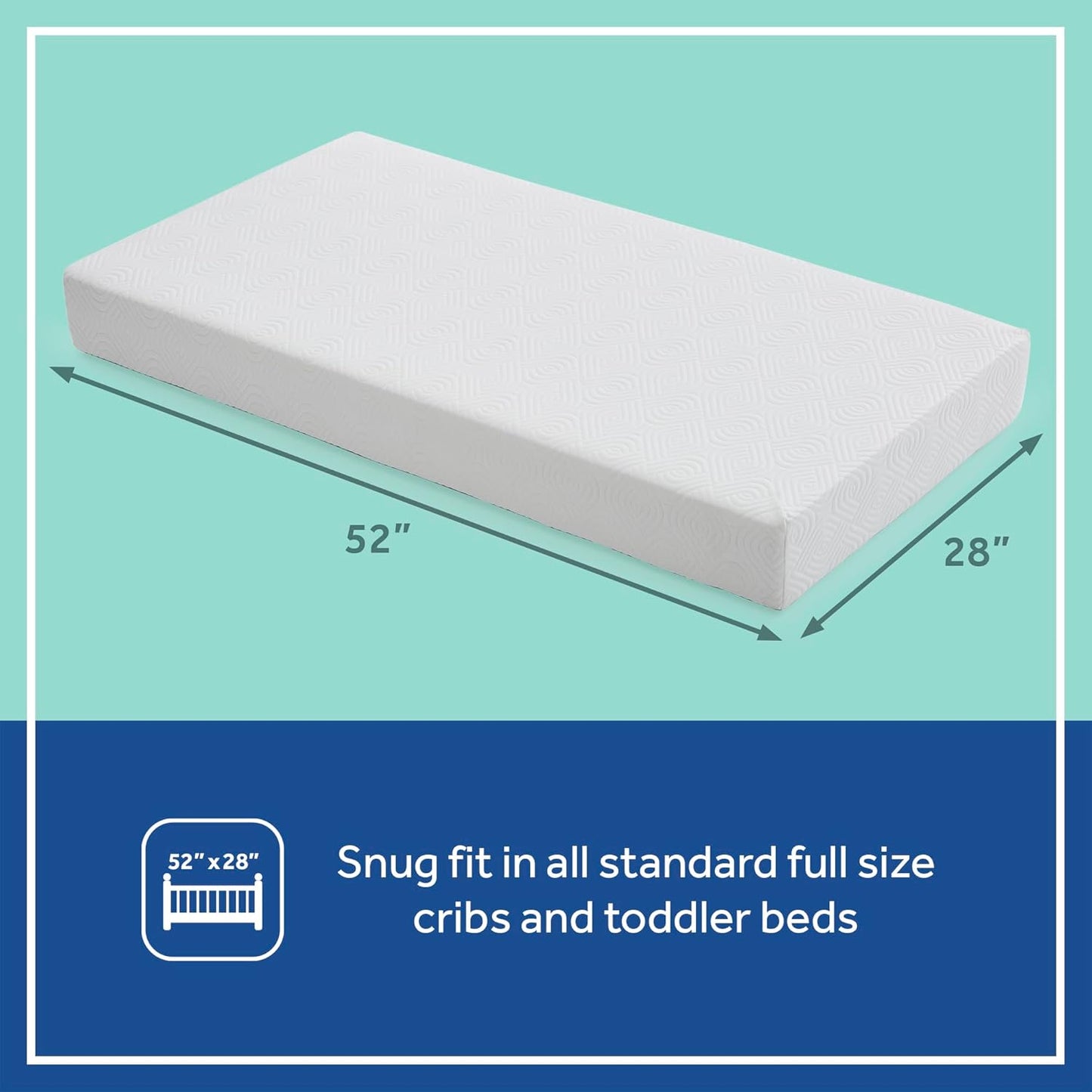 SEALY BABY OmniPedic Refresh Breathable 2 Stage Waterproof Crib Mattress Plus Toddler Bed Fit, Removable Knit Cover, GREENGUARD Gold Certified, Safety & Quality Tested, Made in USA, 52X28 -White