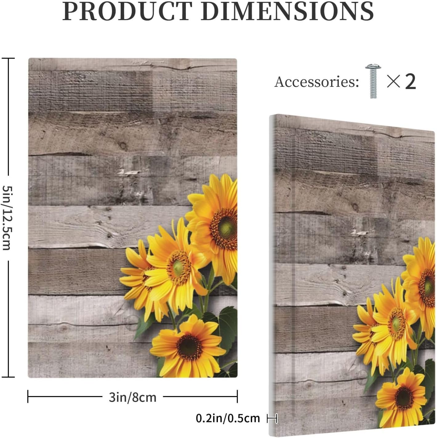 Sunflower Rustic Brown Gray Wood Light Switch Cover Plate 1 Gang No Device Blank Electrical Wall Plates Faceplate Decorative Switch Plate for Farmhouse Home Decor