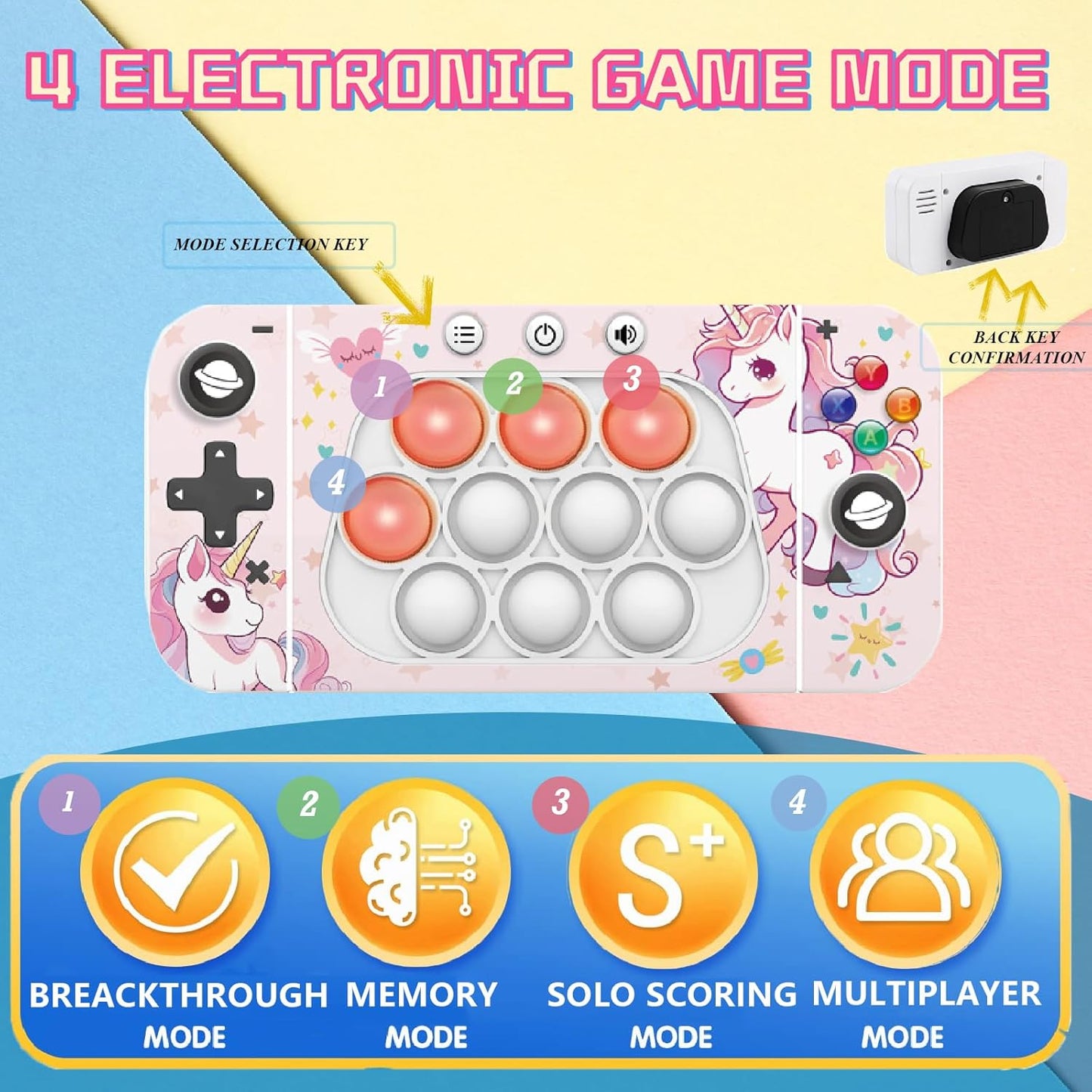 Creative Stress Relief Toys, Decompression Breakthrough Puzzle Pop Button Gopher Game Machine, Novelty Fidget Toys Party Favor Gifts for Kids Adults, Toy for 3+ Year Old (Unicorn)