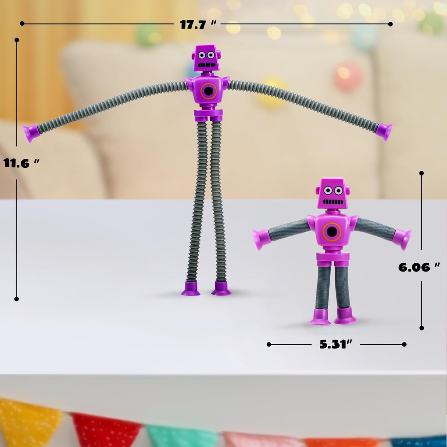 JOYIN Pop Tubes Robot Toys for Kids, 4 Pcs Sensory Toys for Year Old Ages 3 4 5 6 7 8 9 10 Fidget Toys Birthday Gift for Toddler Boys Girls Adults Travel Toys Stocking Stuffers Party Favors