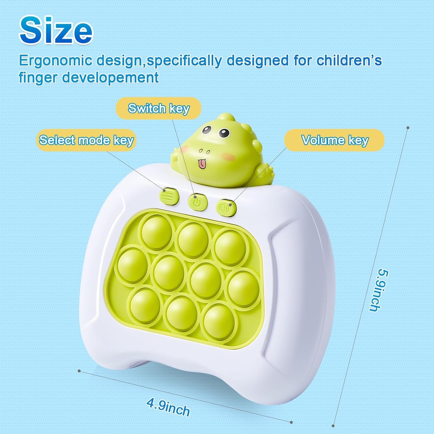 Quick Push Fidget Toy for Kids Adults, KAXANPI Fast Speed Pushing Game Console, Handheld Push Bubble Stress Relief Toy Green