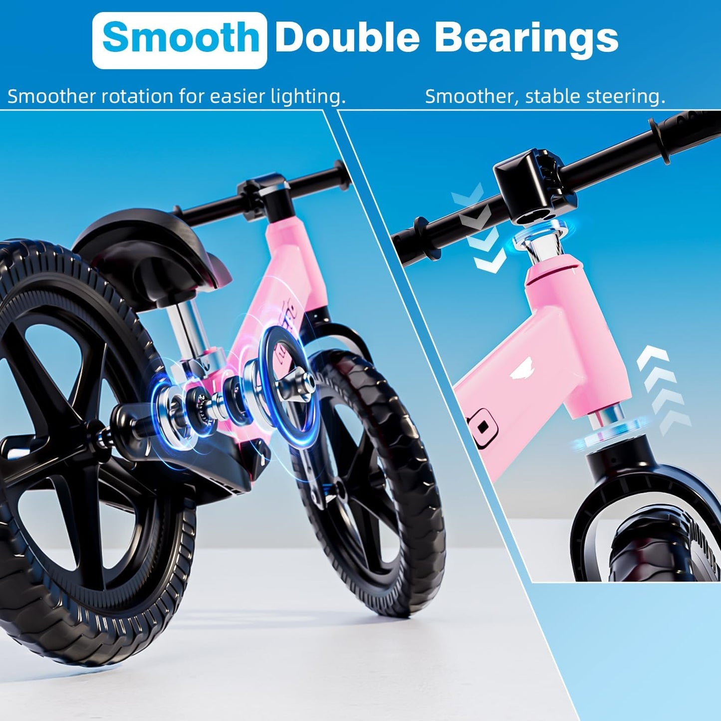 Ridego 12 or 14 Inch Balance Bike for Kids 2-6 Year Old,Lightweight Kids Bike with Adjustable Seat, Push Bicycle with Air Rubber Tires，Ride-on Toys Birthday Gift