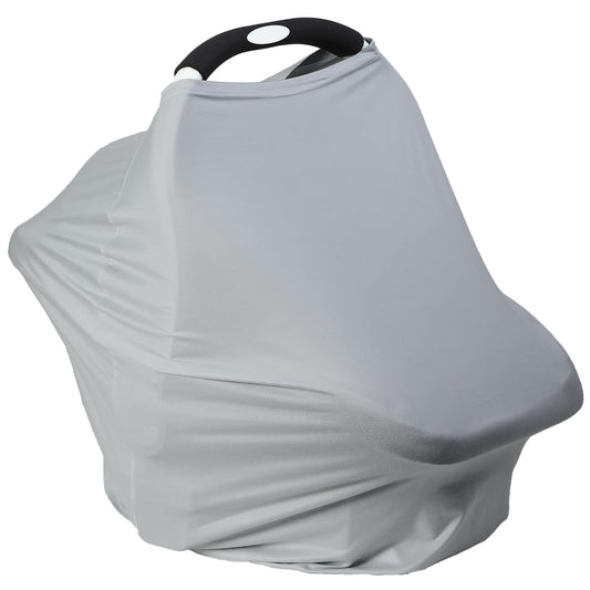 Breathable Car Seat Cover for Babies – Multi-Purpose Soft Rayon Nursing Cover for Breastfeeding, High Stretchy Infant Carseat Canopy, Stroller Cover (Smooth Rayon, Light Grey)