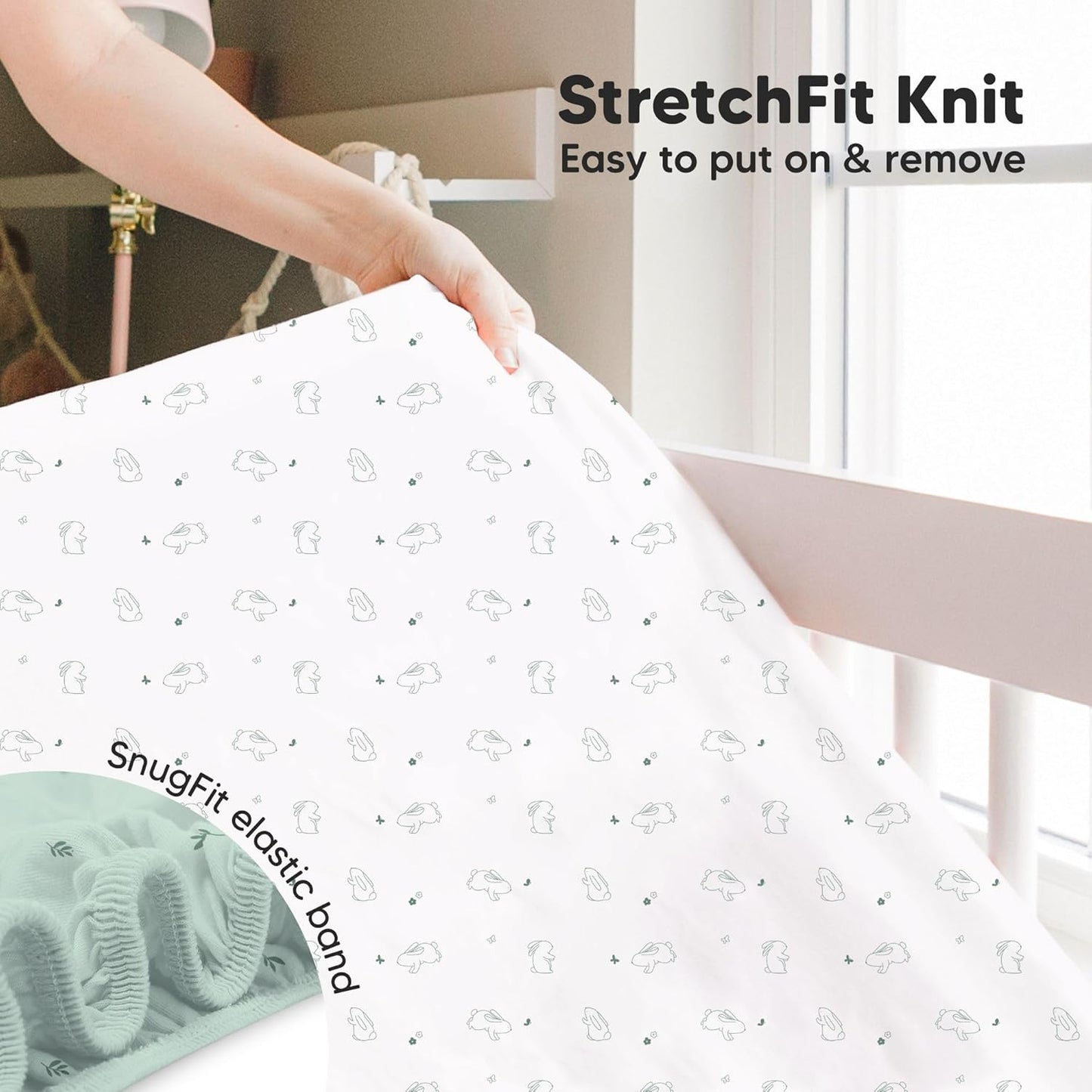 KeaBabies 2-Pack Baby Crib Sheets for Boys, Girls - 52x28 Viscose Derived from Bamboo Toddler Bed Sheets Neutral, Fitted Crib Mattress Cover for Standard Baby Bedding, Soft & Cozy (Bunnies)