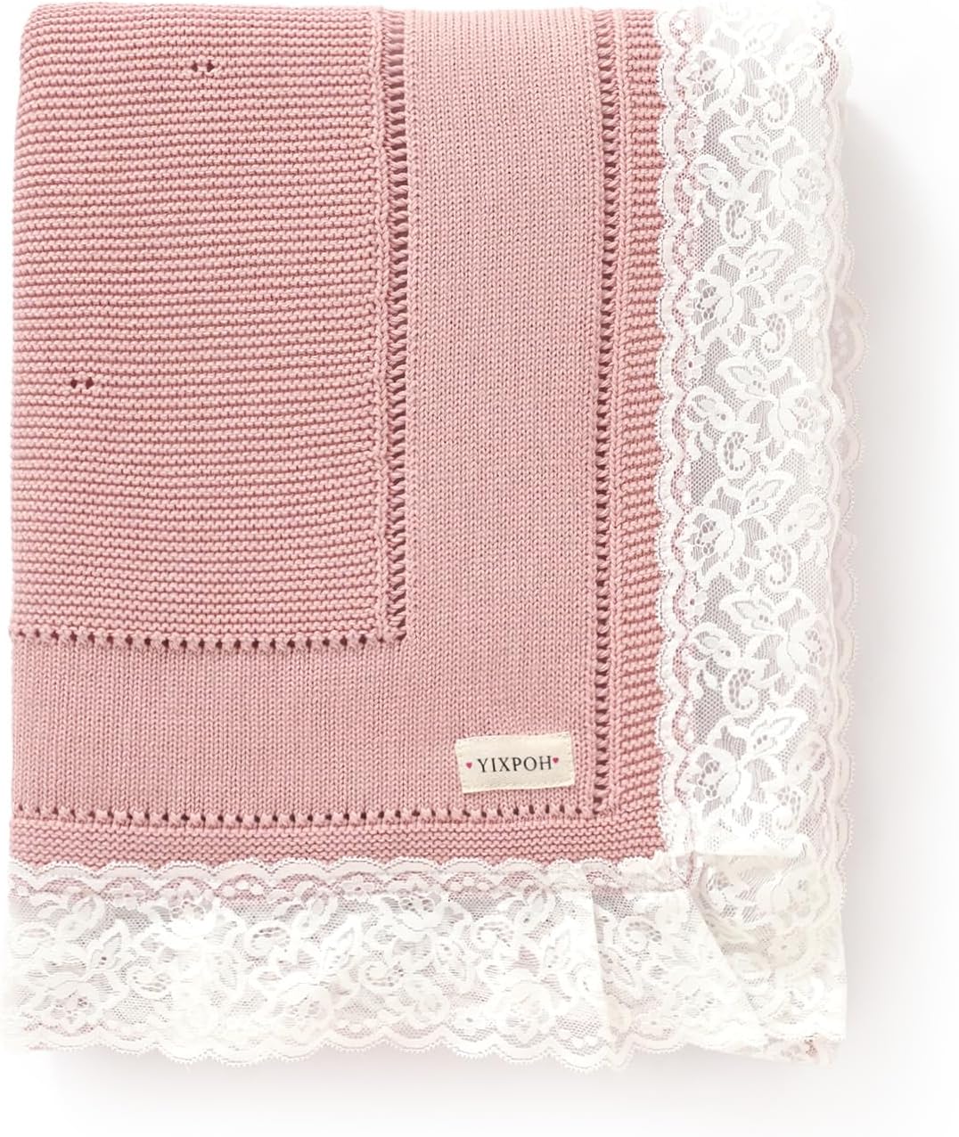 100% Organic Cotton Baby Blanket Knitted Softer Receiving Swaddle Warm Cozy Cuddle Crib Blanket for Newborns Infants Toddlers Boy and Girls Blush Pink