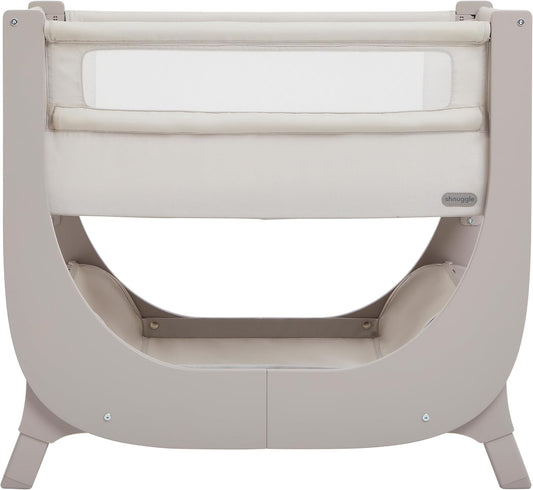 Air Lite Bedside Infant Crib | Breathable Mesh Sides, Drop-Down Panel, Reflux Incline, Adjustable Height, Compact Co-Sleeper Crib with Mattress - Taupe
