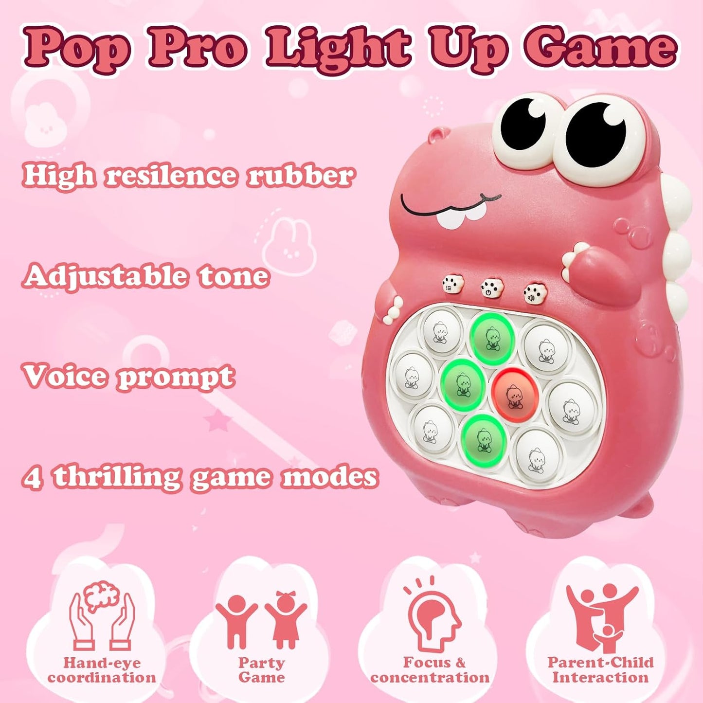 Pop Fidget Toys, Pop Pro Light Up Game, Quick Speed Fast Push Puzzle Game Console Bubble Stress Relief decompression Toys Anti-Anxiety Autism Handheld Game Toy for Kids 3-12 Years