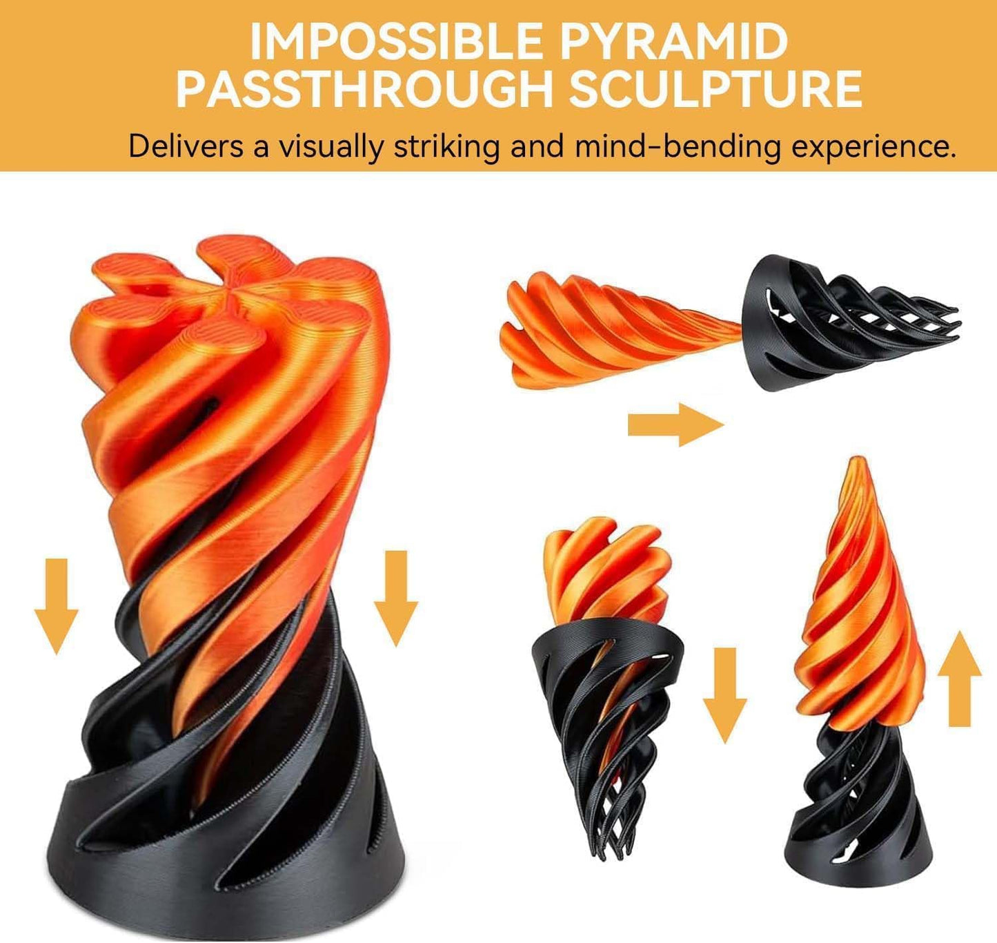 2Pcs Impossible Cone,Spiral Cone Fidget Toy 3D Printed Spiral Cone Pyramid Passthrough Sculpture,Mini Cone Funny Desktop Decoration for Home Office Desk Funny Desktop Decoration , Anxiety Relief