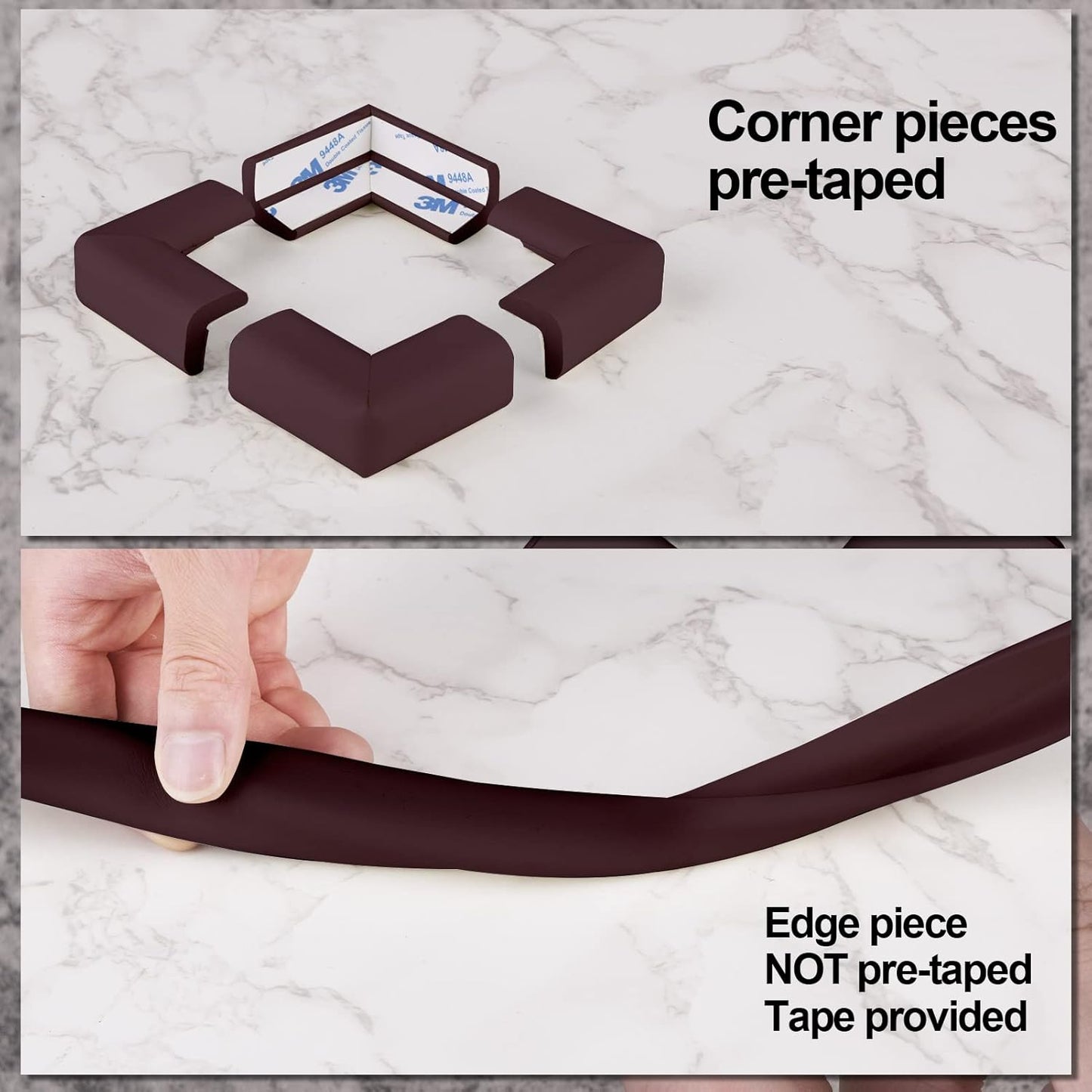 Baby Proofing Edge and Corner Guards, Safety Furniture Bumper with 3M Double-Sided Tape, Child Corner Protector for Fireplace, Table, Stair, Cabinet, (Coffee)