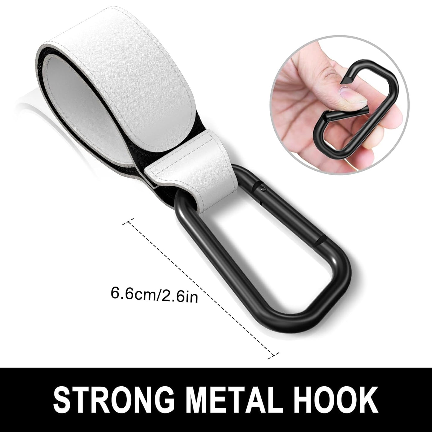 Baby Stroller Hooks for Hanging Bags, Universal Stroller Clips Accessories, Mommy Hook for Diaper Bag, Shopping Cart, Purse, Backpack - 2 Pack, White