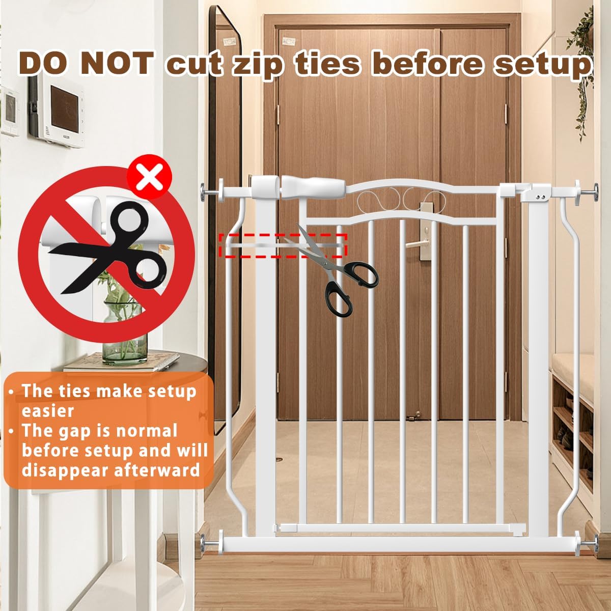 53.1-62.2" Extra Wide Baby Gate for Doorways No Drill, 30" Tall Auto Close Press Mounted Baby Safe Gate for Stairs, Walk Through Dog Gates for Doorways, White