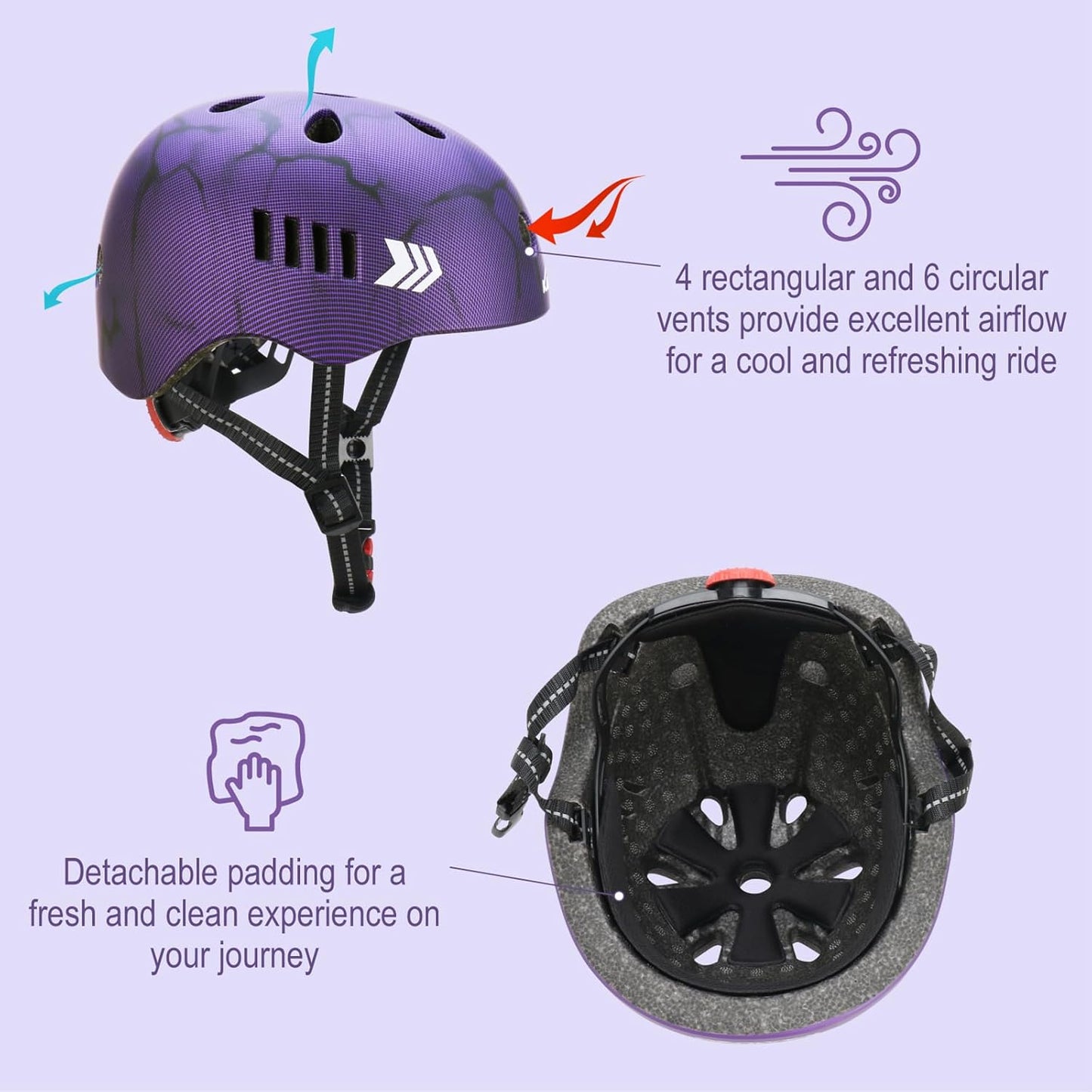 KAMUGO Kids Bike Helmet Set, Toddler Helmet for Ages 2-8 Boys Girls with Sports Protective Gear Set Knee Elbow Wrist Pads for Skateboard Cycling Scooter Rollerblading