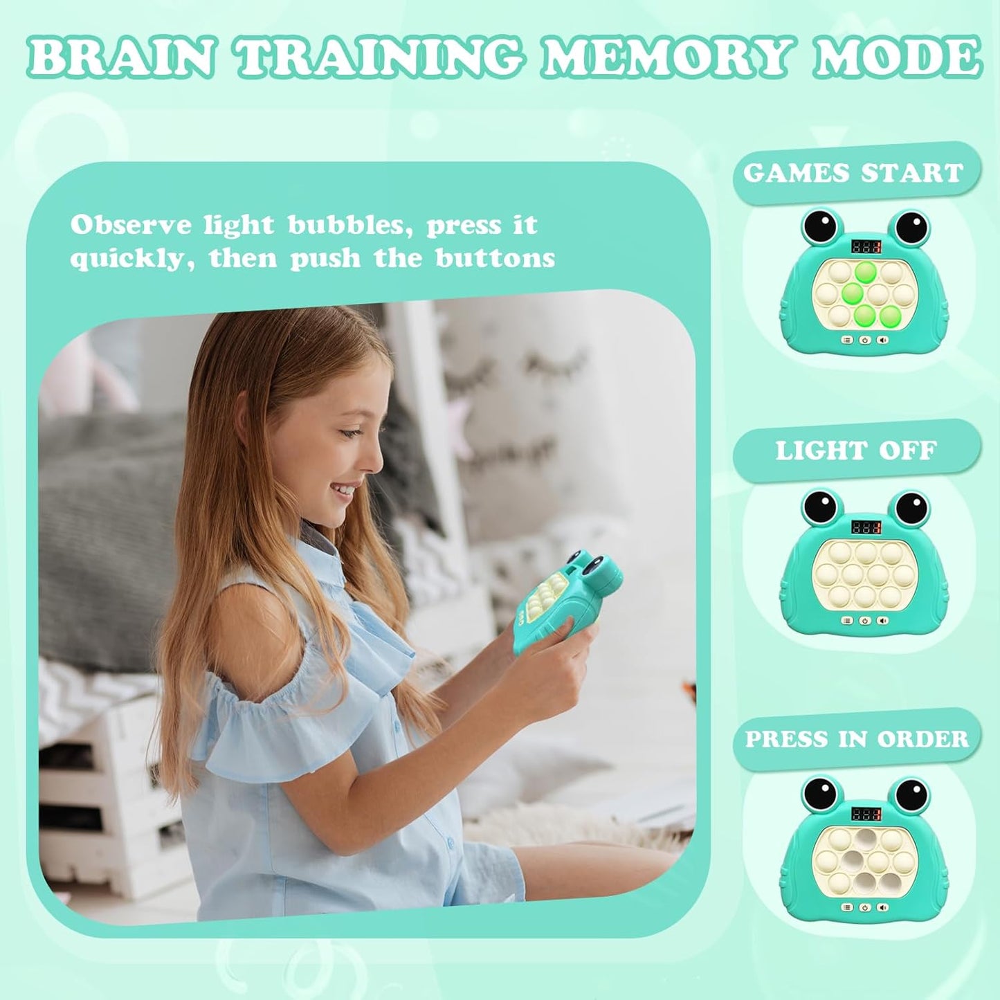 Fast Push Pop Pro Light Up Fidget Game Controller, Puzzle Pop Pro Game Fidget Toys Adults Handheld Bubble Pop Fidget Game Console St. Patrick's Day Anti-Anxiety Autism Electronic Pop Game Toy