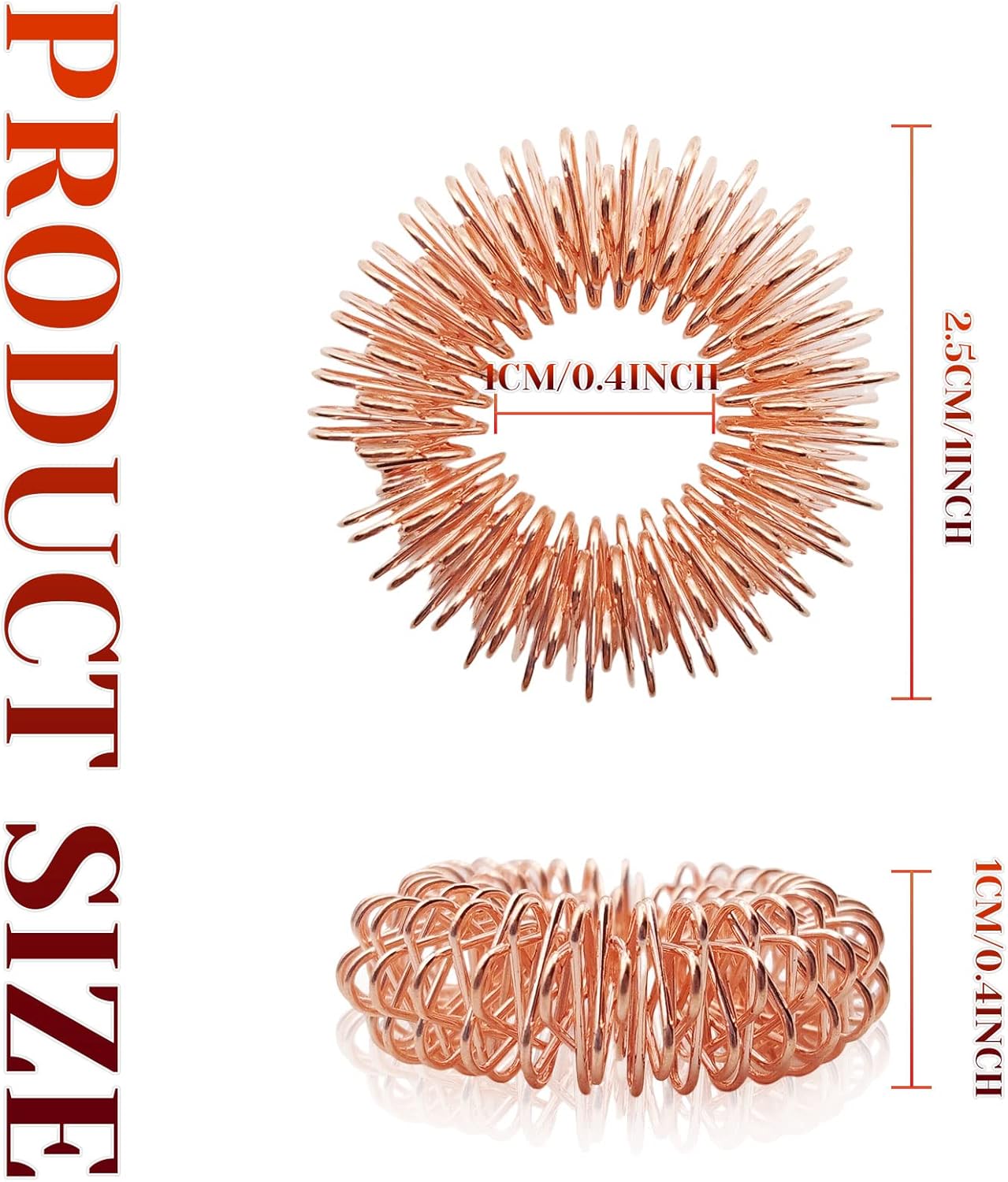 12 Pieces Fidget Rings Spring Acupressure Rings Sensory Rings Trichotillomania Fidget Toys Stress Relief Toys Set for Adults, Silent Stress Reducer (Red, Orange, Blue, Green, Silver, Gold)