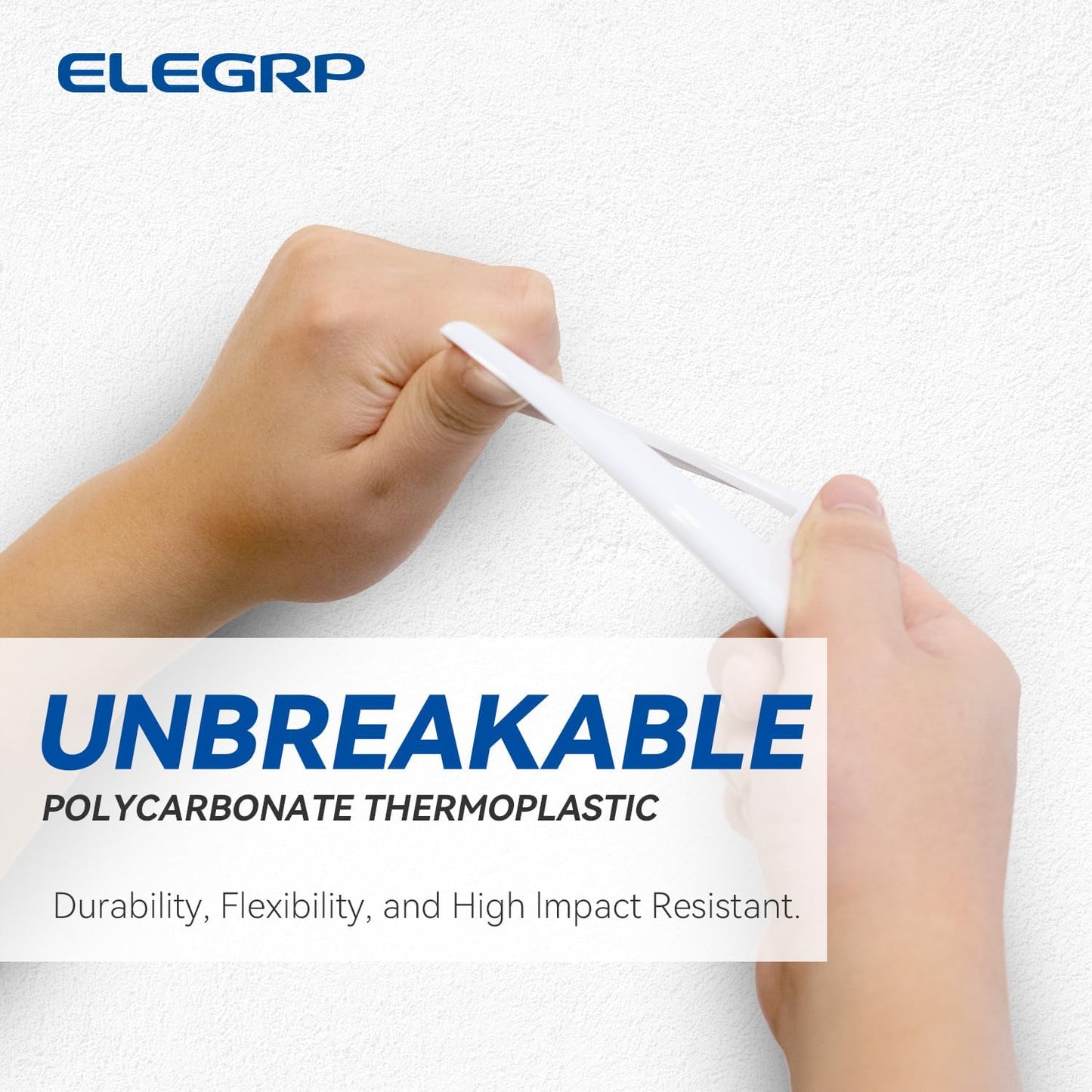 ELEGRP Decorative Receptacle Wall Plate, 1-Gang Mid Size Decorator Covers, Unbreakable Polycarbonate Faceplates for Decorator Device, UL Listed, Screws Included (5 Pack, Glossy White)