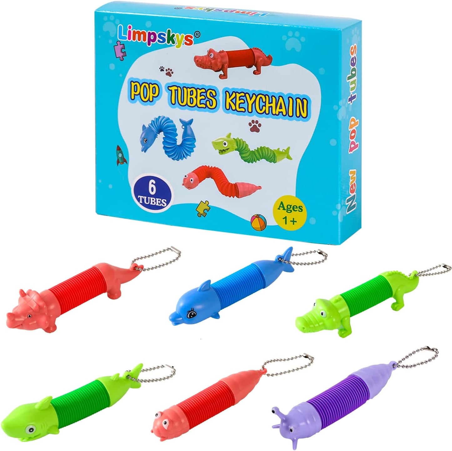 Animal pop Tubes,Toys for Kids,Toddler Travel Toys,Toddler Sensory Toys,figette Toys,Fidget Toys for Kids,Small Toys,Treasure Box prizes,Little Toys,Small Toys for Kids prizes