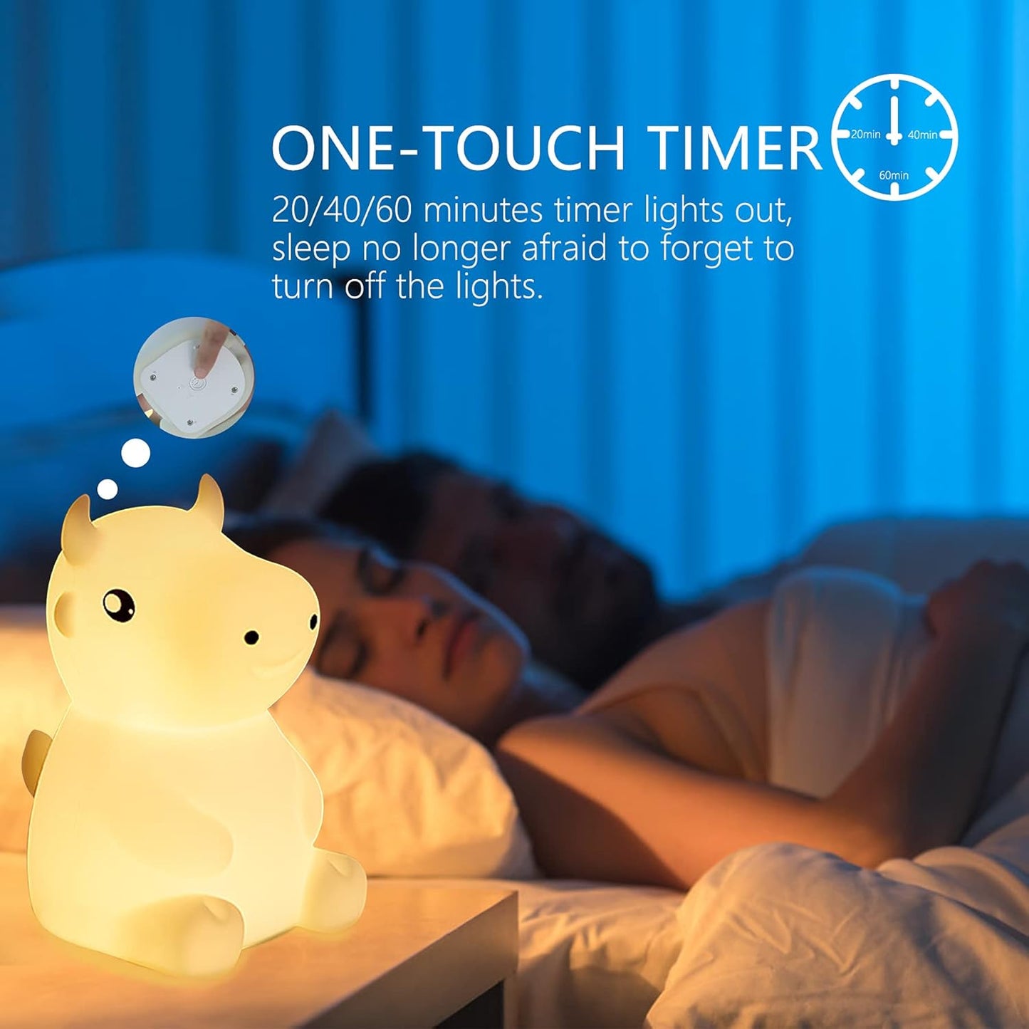 QANYI NRITY, Cute Night Light for Kids-7 Color Changing Silicone Cow LED Nightlight, Nursery Lamp with Timer ,Cow Room Dcor Lamp for Toddler, Baby, Boys, Children Gift,Bedroom