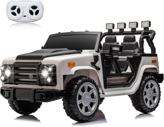 12V SUV 5MPH 2-Seater Ride on Toys, Ride-on Truck Toy w/Parent Remote,4W/2D 3-Speed Kids Electric Vehicles with Motor,Spring Suspension,LED,Music (12V Electric Ride on Truck SUV)