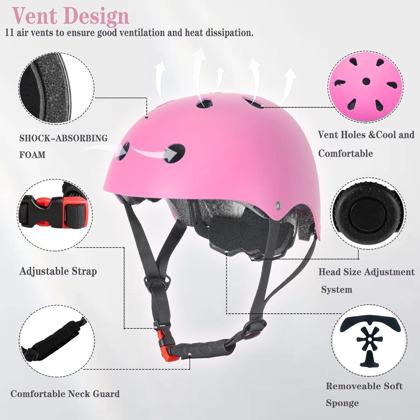 Kids Helmet,Toddler Skateboard Helmets for Ages 2-3-5-8-14 Years Boys Girls with Knee and Elbow Pads Wrist Guards fit Roller Skates,Skateboarding,Skating Scooter Adjustable Kids Helmet