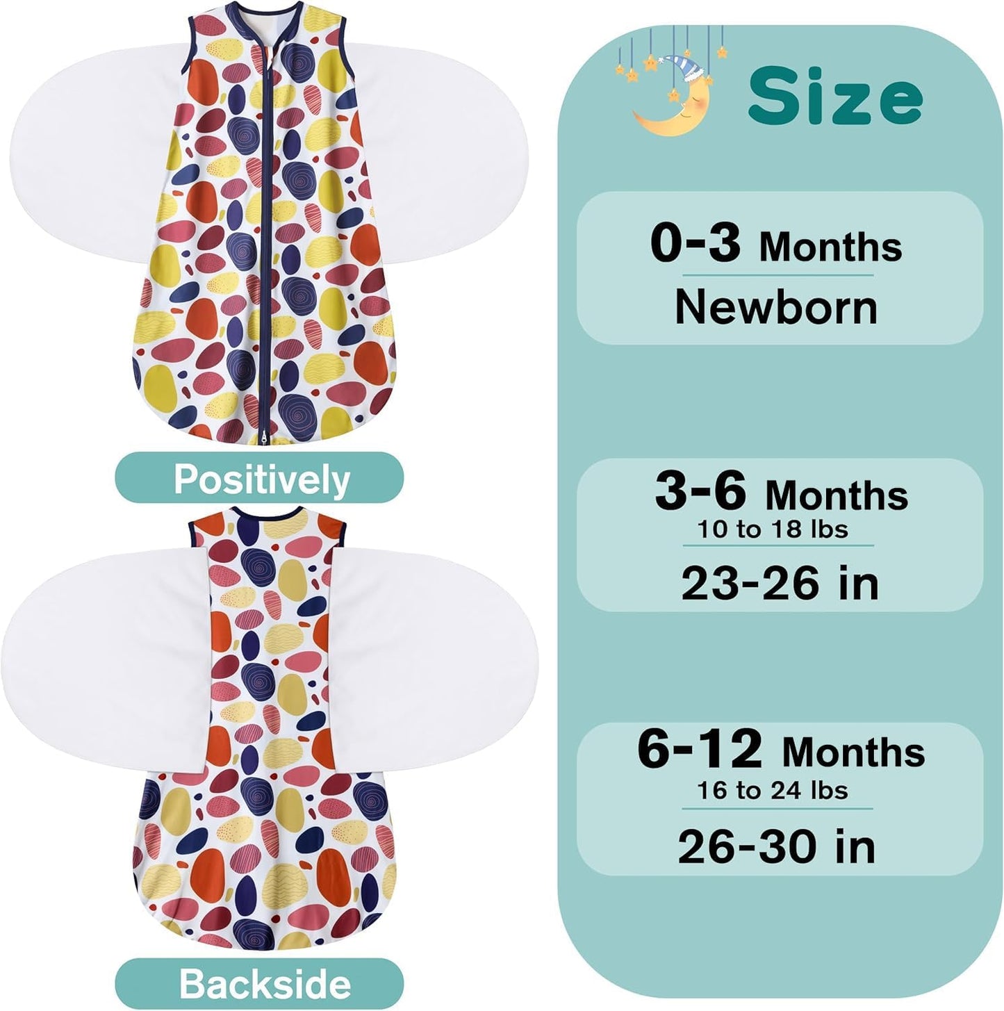 Newborn Sleep Sack Baby Swaddle,3-Way Adjustable Wearable Blanket,100% Rayon Cotton Swaddling Sleeping Bag，TOG 0.5 (Leopard & Cobble, 0-3 Months)
